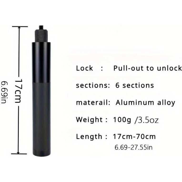 Palo de Selfie Invisible 70cm Aluminio para Insta360 y DJI OSMO