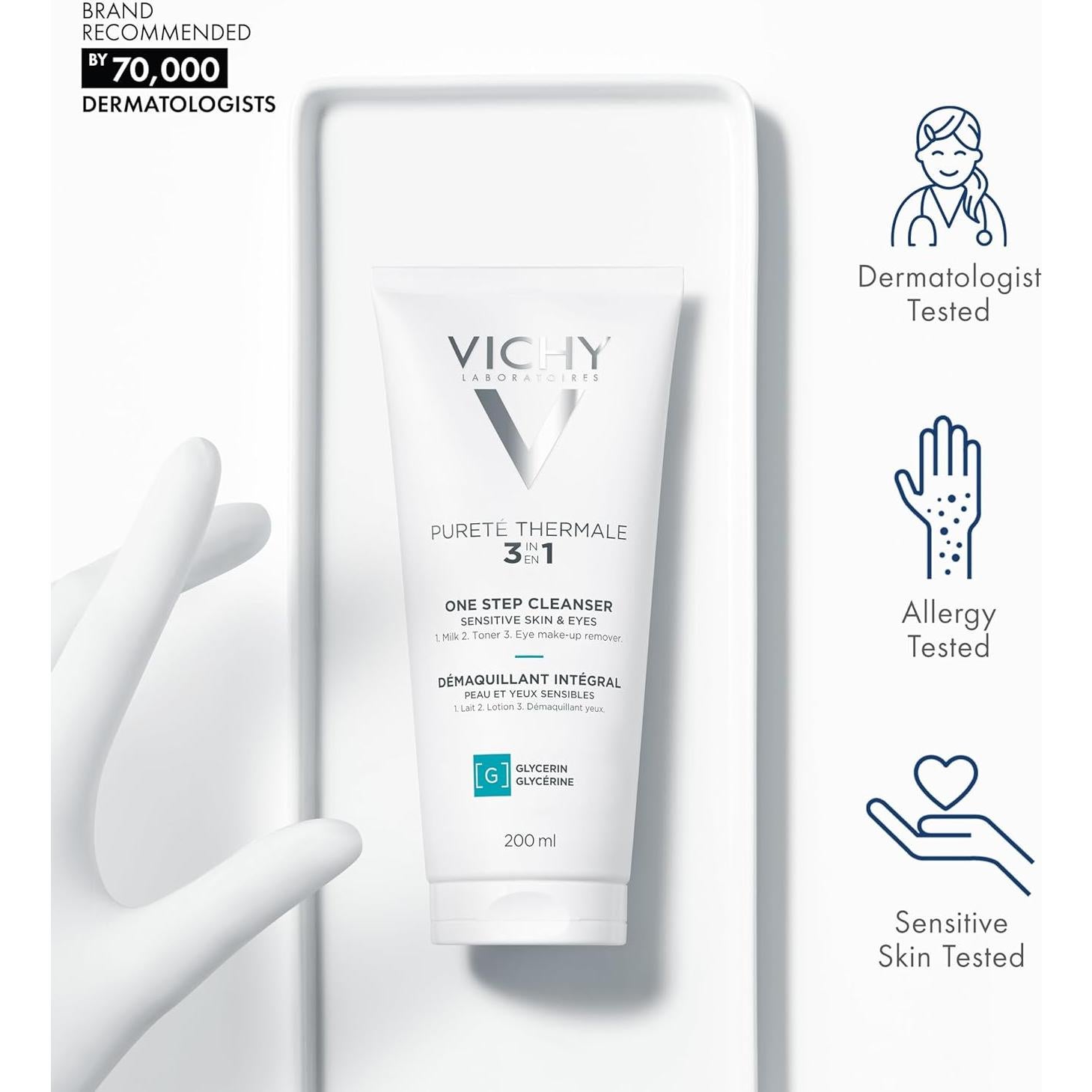 Limpiador Vichy Pureté Thermale 3-en-1 para Piel Sensible 191g