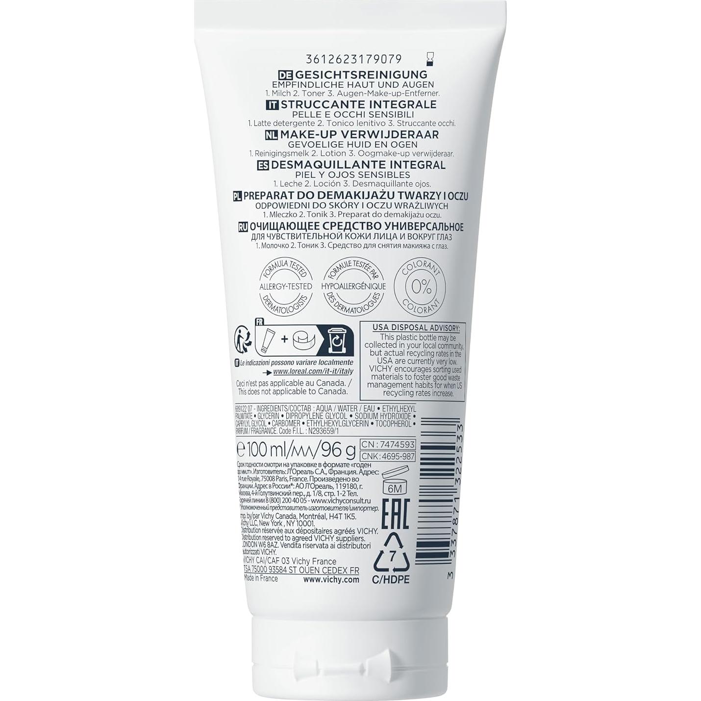 Limpiador Vichy Pureté Thermale 3-en-1 para Piel Sensible 191g