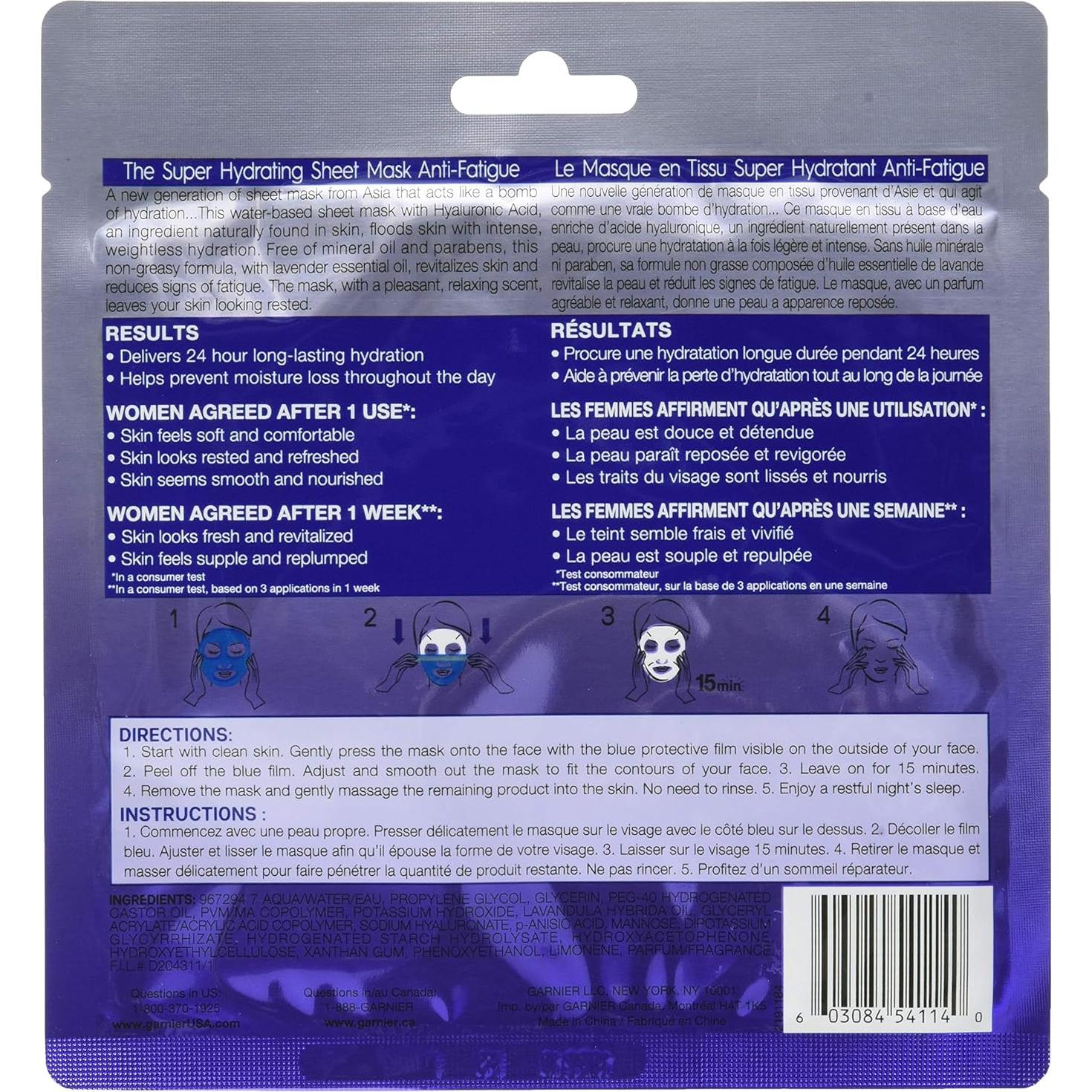 Mascarilla Facial Hidratante Garnier SkinActive Lavanda 30g