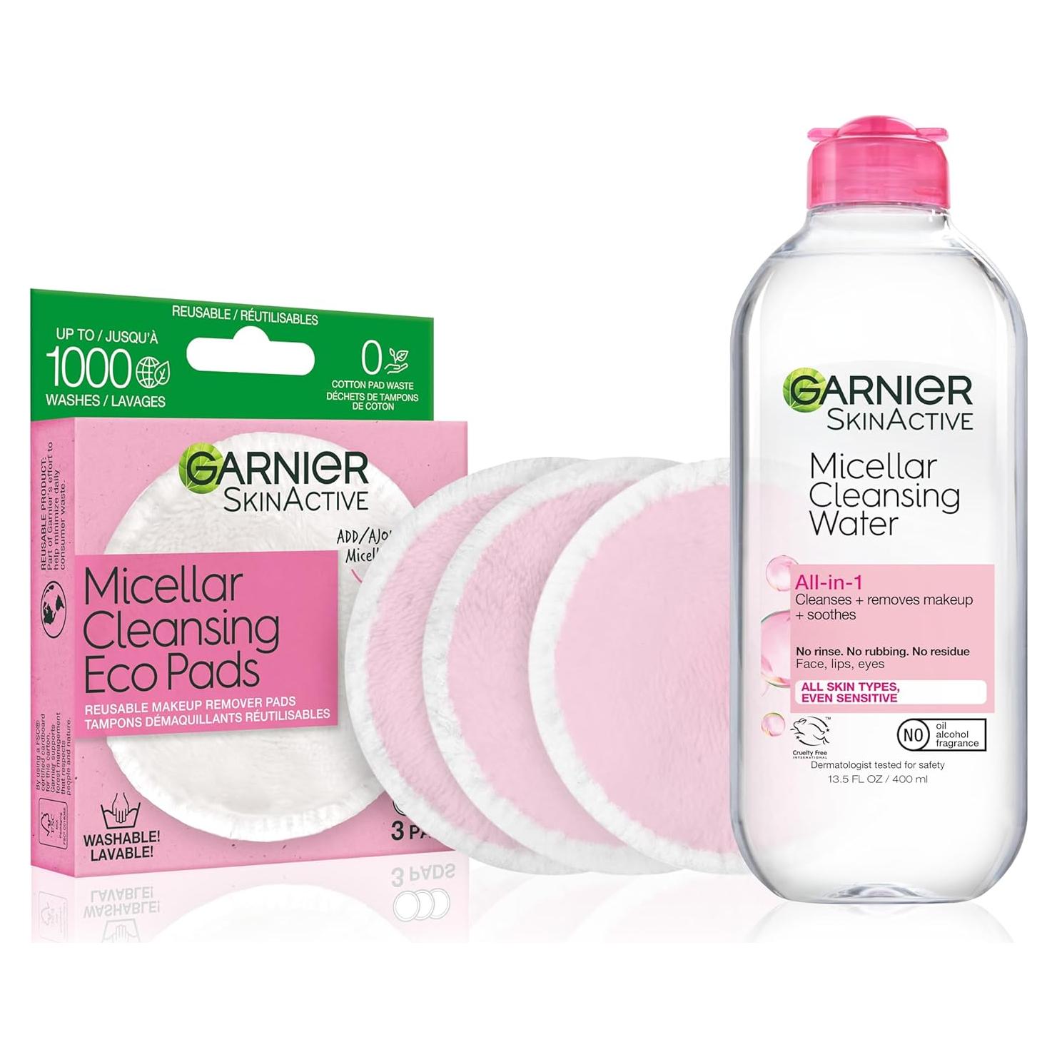 Kit Agua Micelar Garnier + Almohadillas Ecológicas 3 Unidades