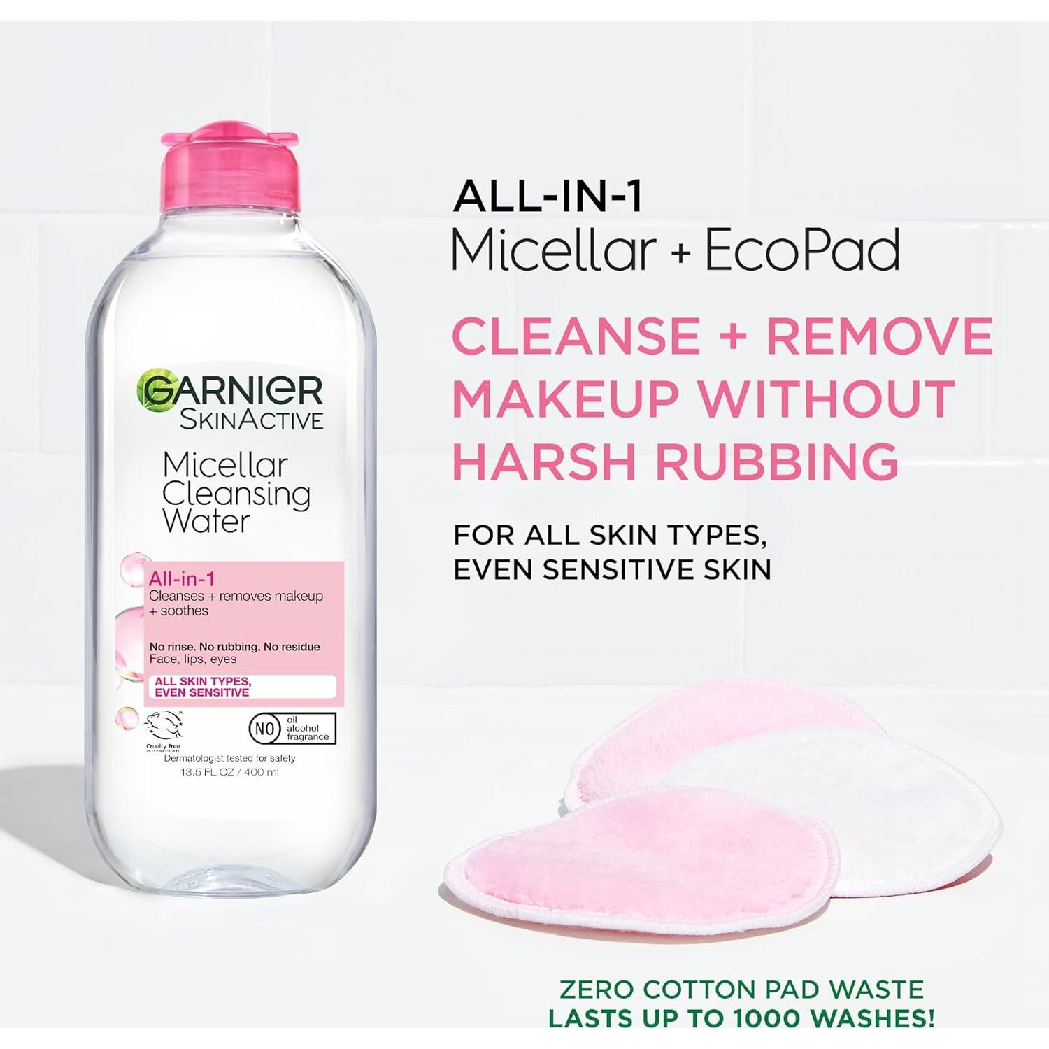 Kit Agua Micelar Garnier + Almohadillas Ecológicas 3 Unidades