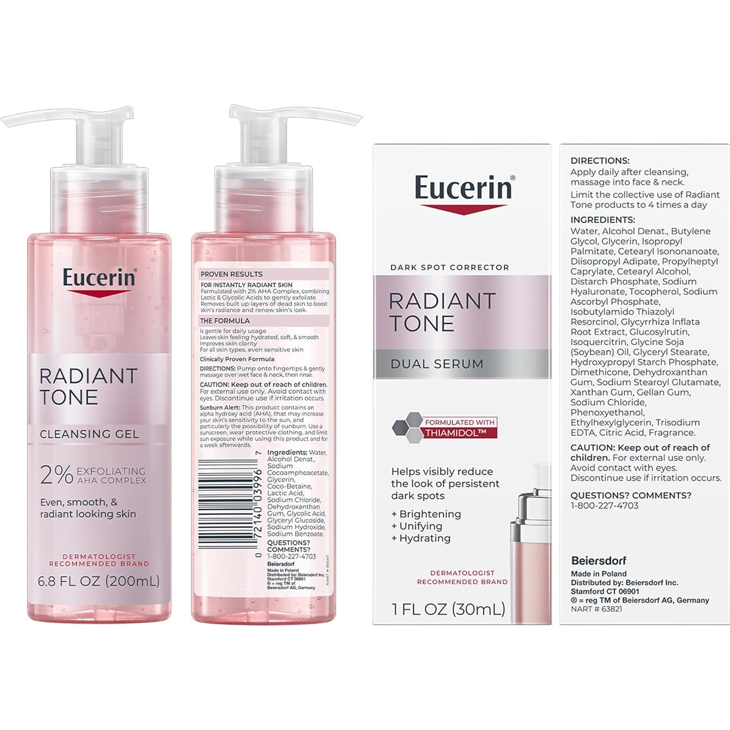 Eucerin Radiant Tone Suero + Gel Limpiador + Crema Nocturna