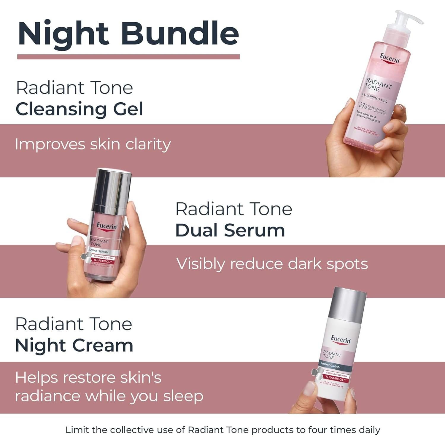 Eucerin Radiant Tone Suero + Gel Limpiador + Crema Nocturna