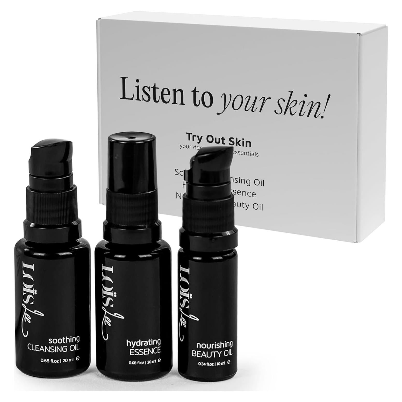 Set de Cuidado de la Piel Lois Lee - Aceite Limpiador, Esencia y Aceite de Belleza - Kit Facial Natural