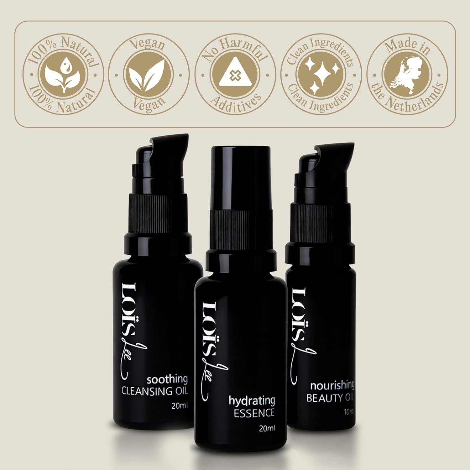 Set de Cuidado de la Piel Lois Lee - Aceite Limpiador, Esencia y Aceite de Belleza - Kit Facial Natural