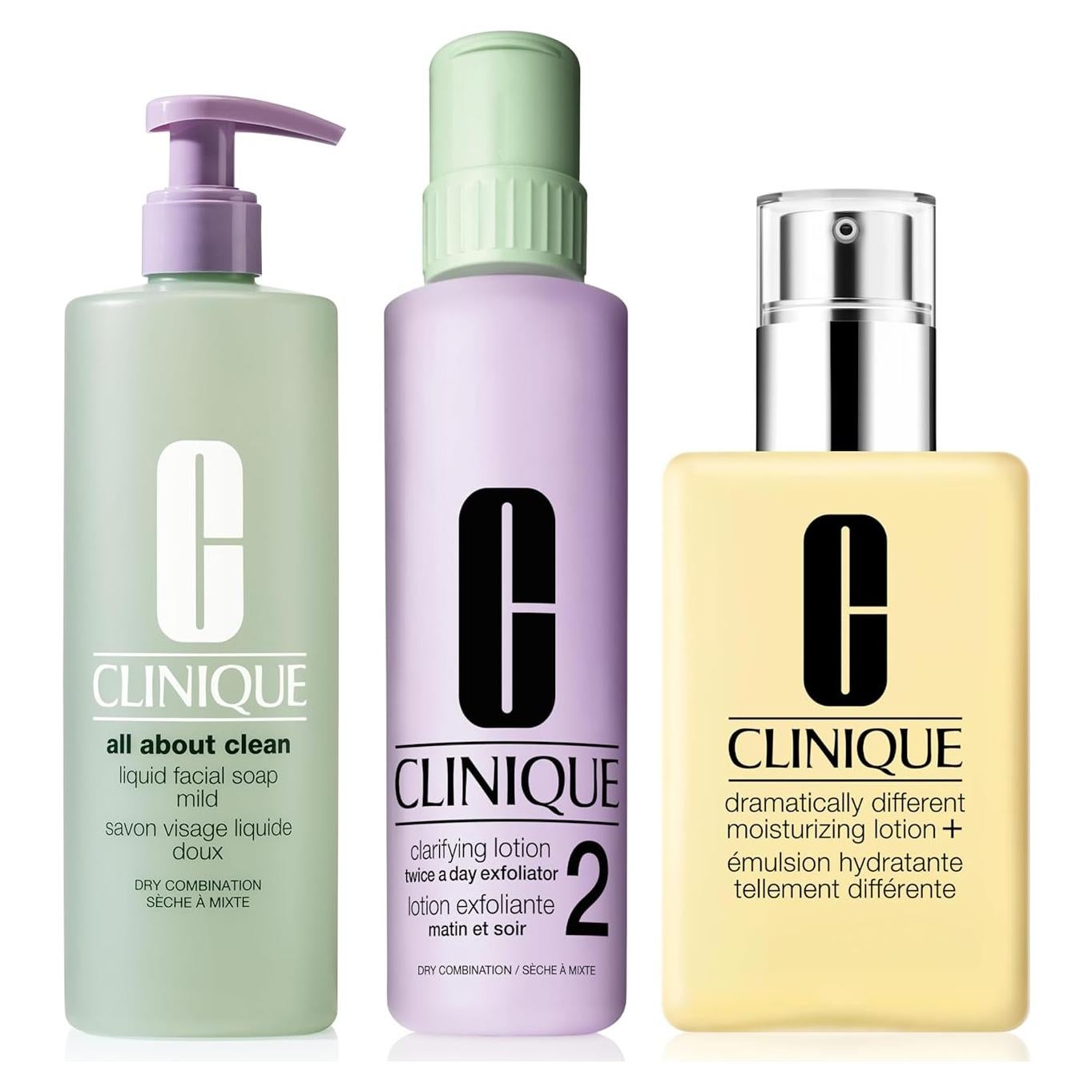 Set de Limpieza Facial Clinique 3 Pasos Jumbo para Piel Seca a Mixta