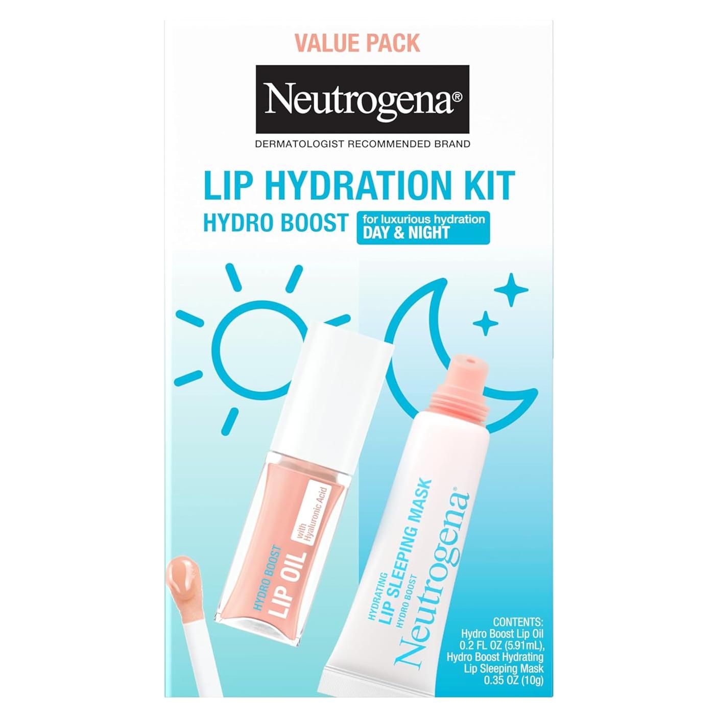 Kit Hidratación Labial Neutrogena Hydro Boost - Aceite Rosa Claro y Mascarilla Nocturna