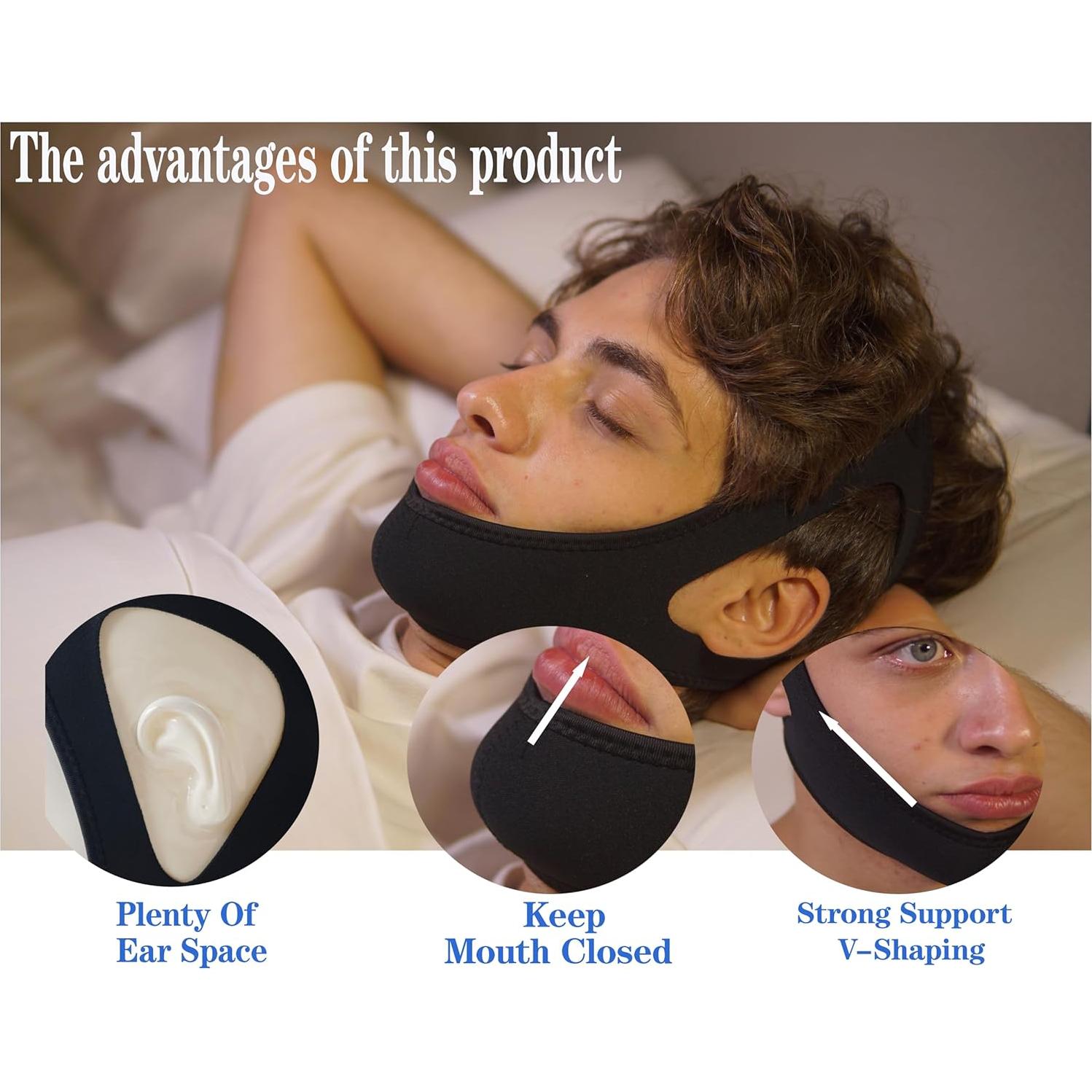 Correa Anti Ronquidos BSCWYJHY Ajustable Transpirable Negro