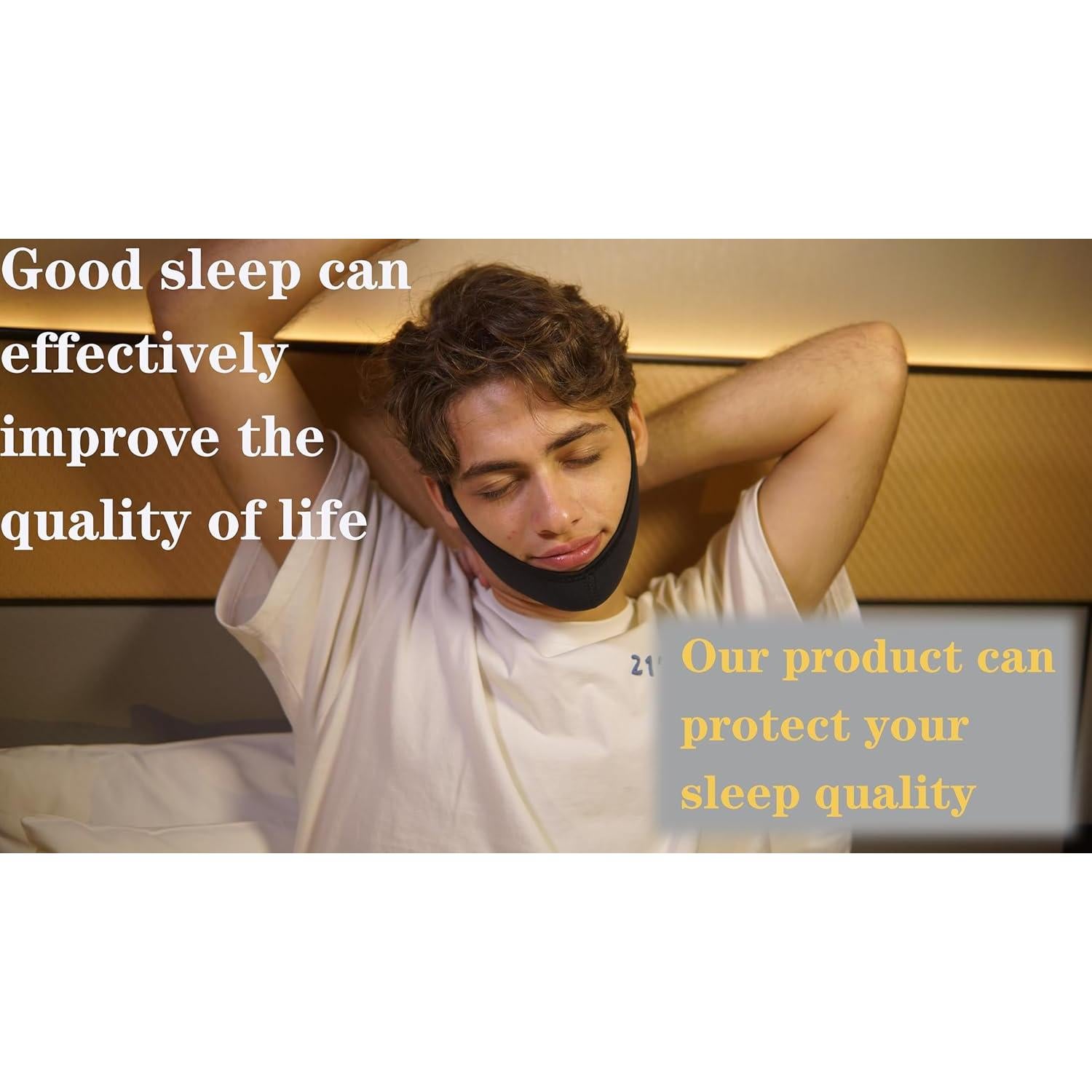 Correa Anti Ronquidos BSCWYJHY Ajustable Transpirable Negro