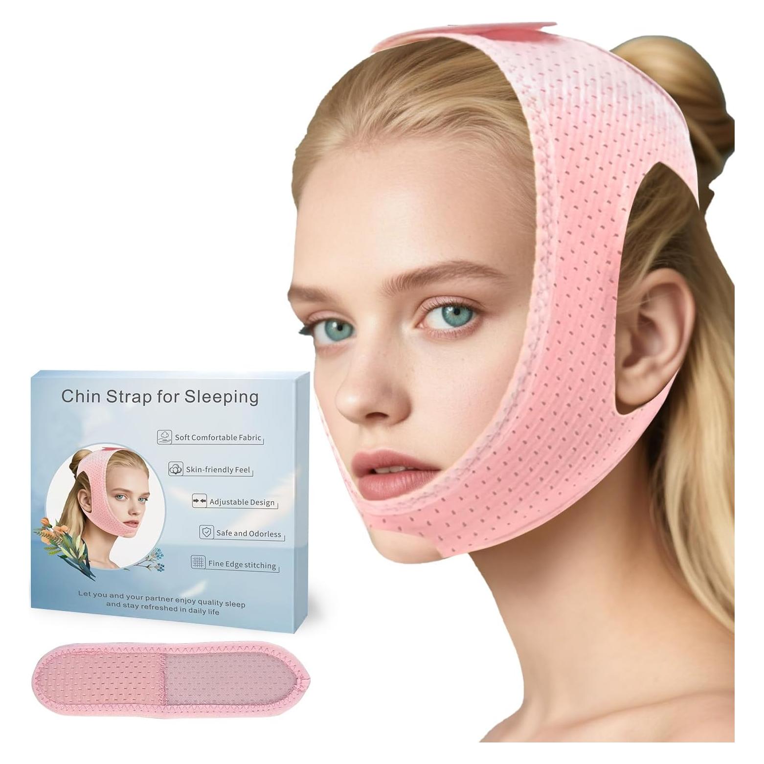Correa de mentón CPAP Woowruier Rosa M Ajustable Transpirable