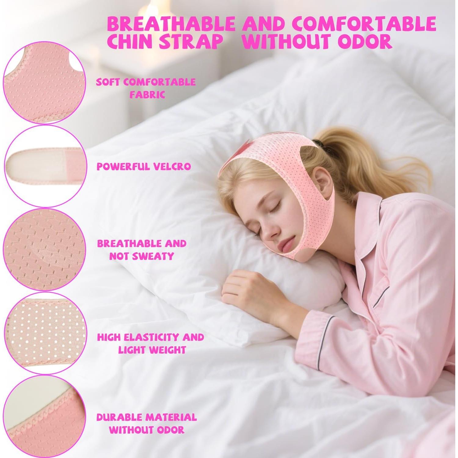 Correa de mentón CPAP Woowruier Rosa M Ajustable Transpirable