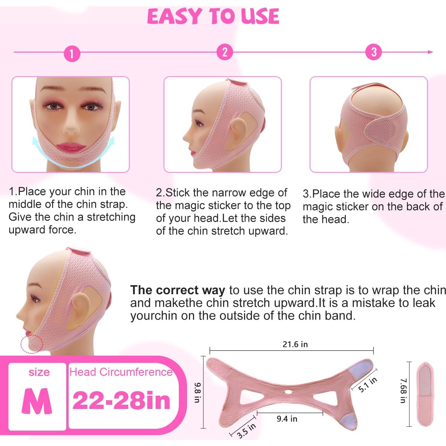 Correa de mentón CPAP Woowruier Rosa M Ajustable Transpirable