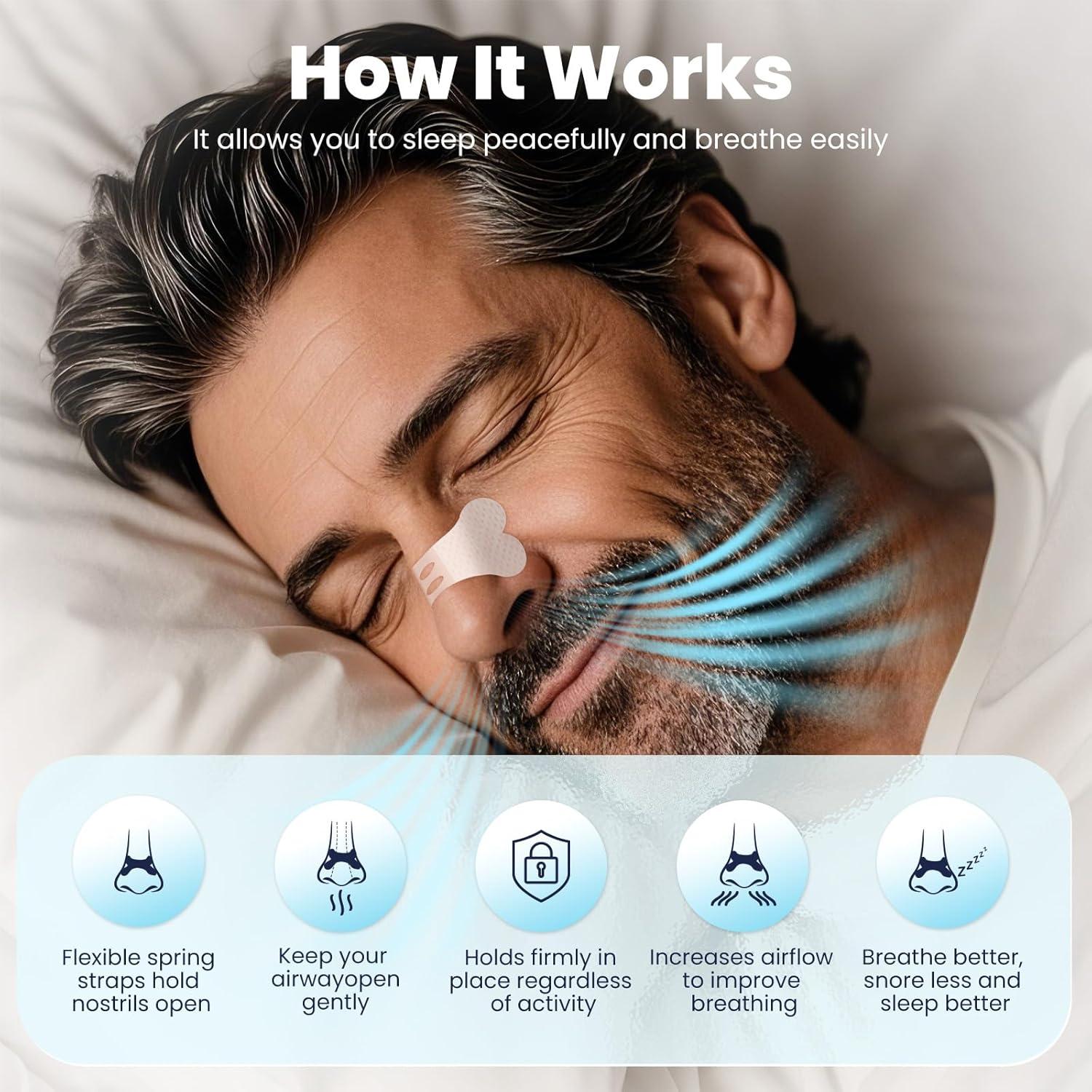 Tiras Nasales Eovvoe 30 Pcs Alivio Ronquidos Congestión