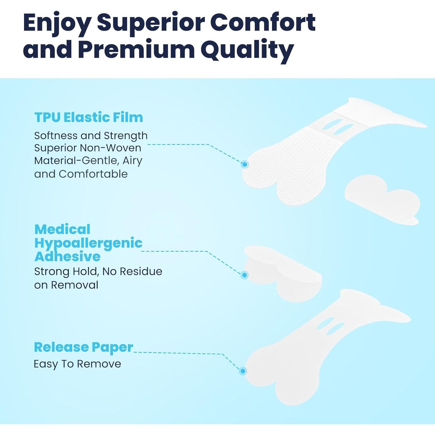 Tiras Nasales Eovvoe 30 Pcs Alivio Ronquidos Congestión