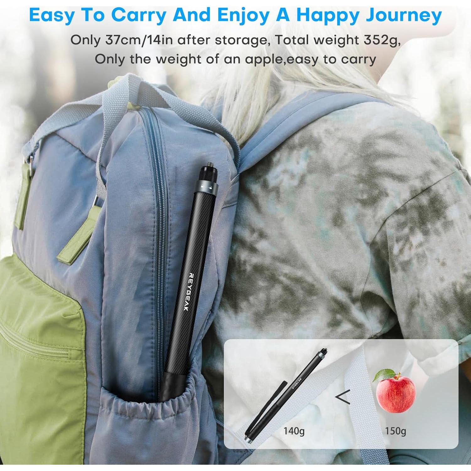 Palo de Selfie Extensible REYGEAK 150 cm Fibra de Carbono