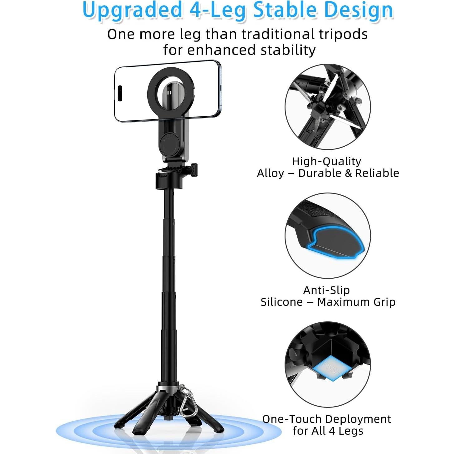 Trípode Multifuncional CloudValley 4 en 1 Negro para Selfie