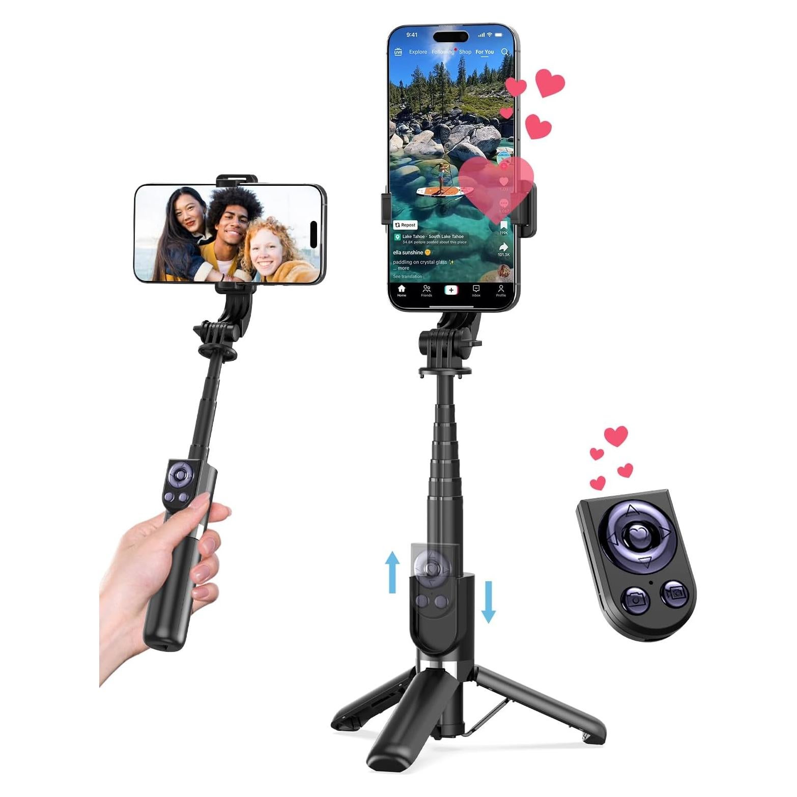 Trípode Selfie Inalámbrico Aluminio 81.3 cm con Control Remoto