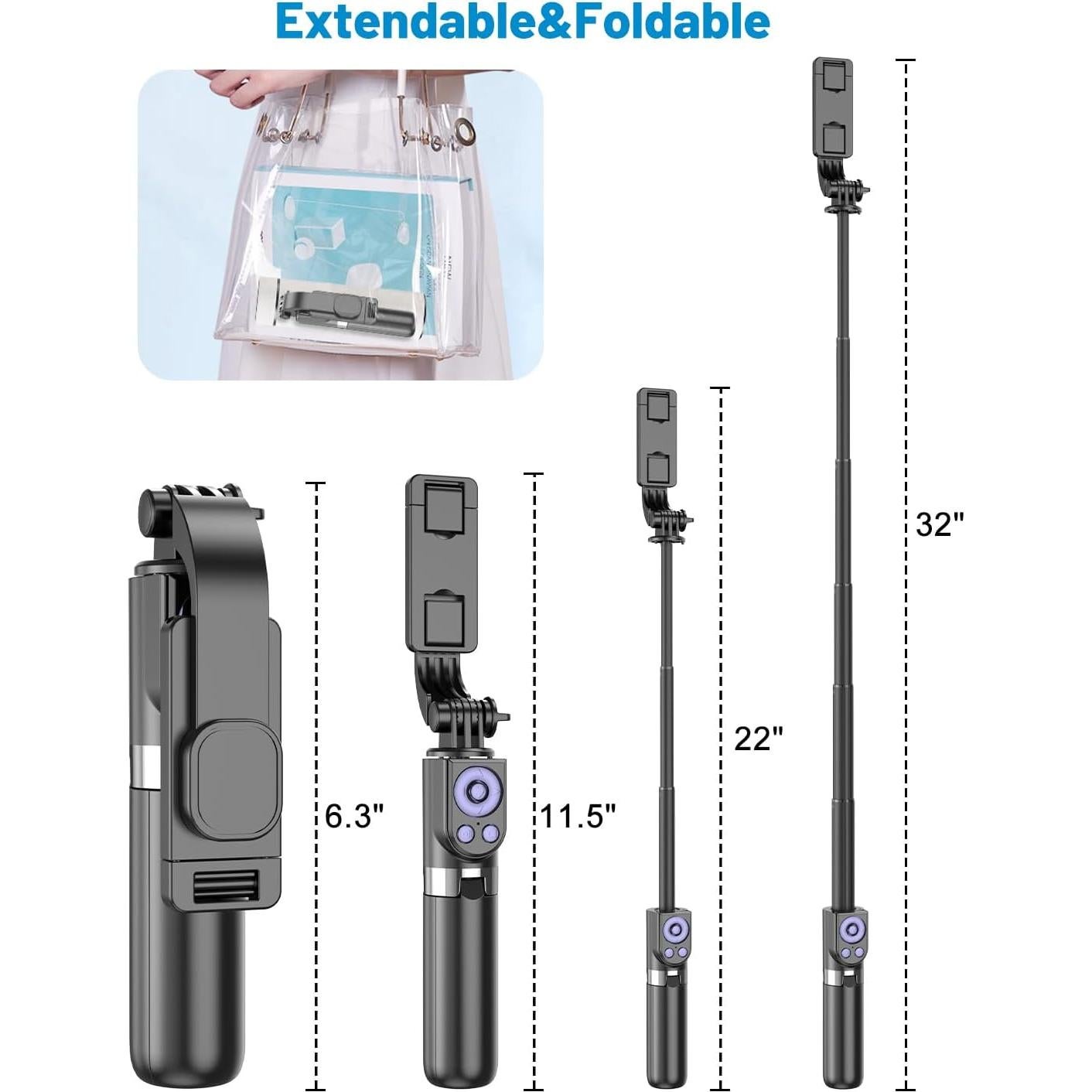 Trípode Selfie Inalámbrico Aluminio 81.3 cm con Control Remoto