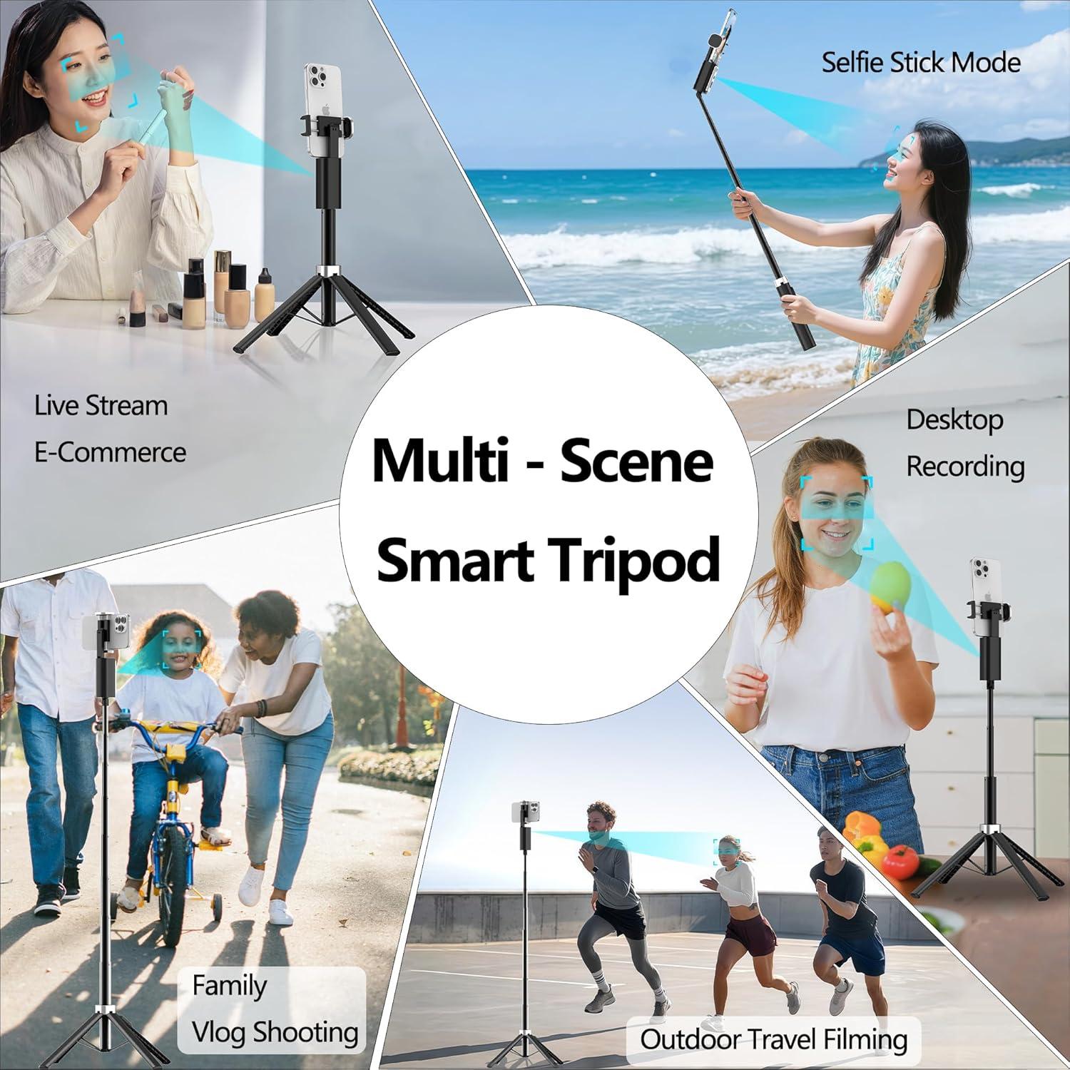 Trípode Wivtak 2Ring Light 3 en 1 con Seguimiento Facial AI 360°