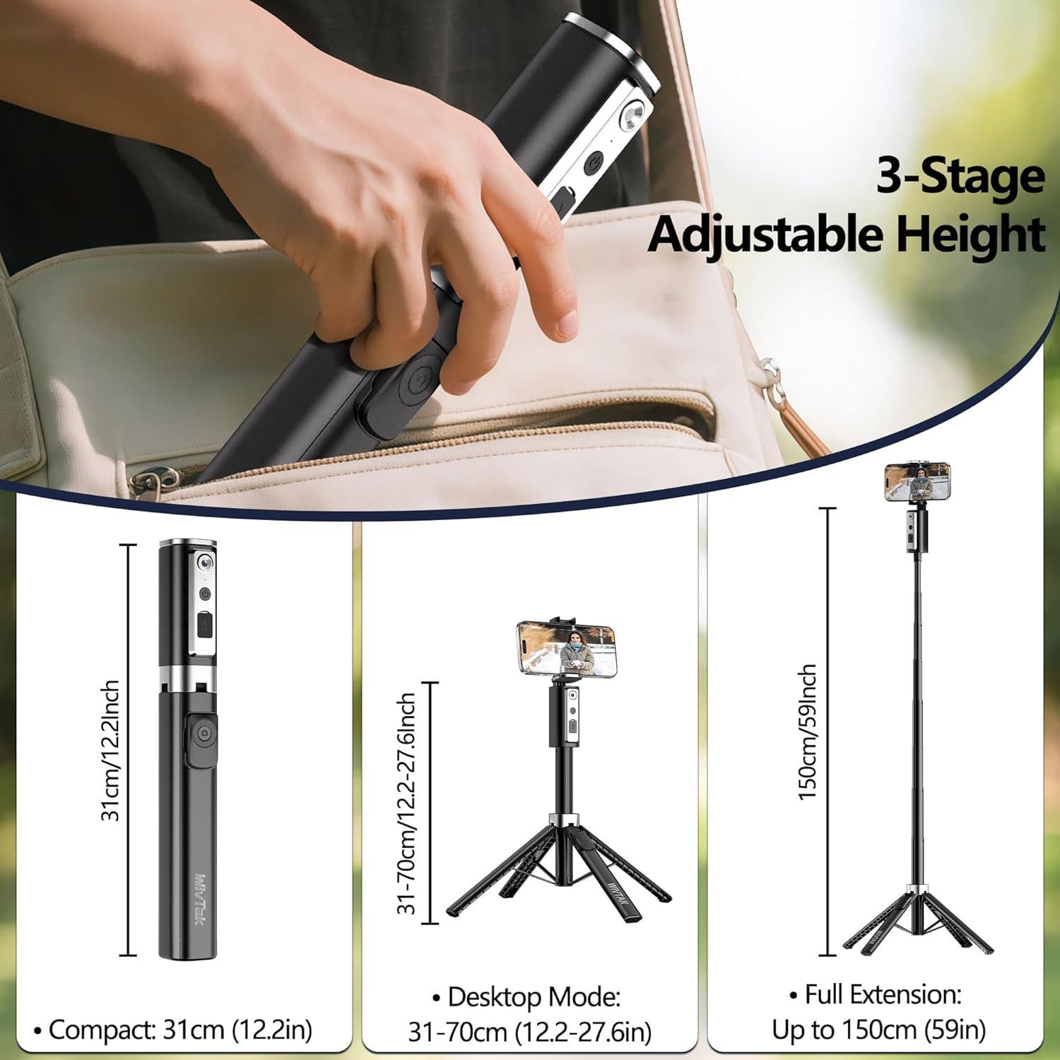 Trípode Wivtak 2Ring Light 3 en 1 con Seguimiento Facial AI 360°