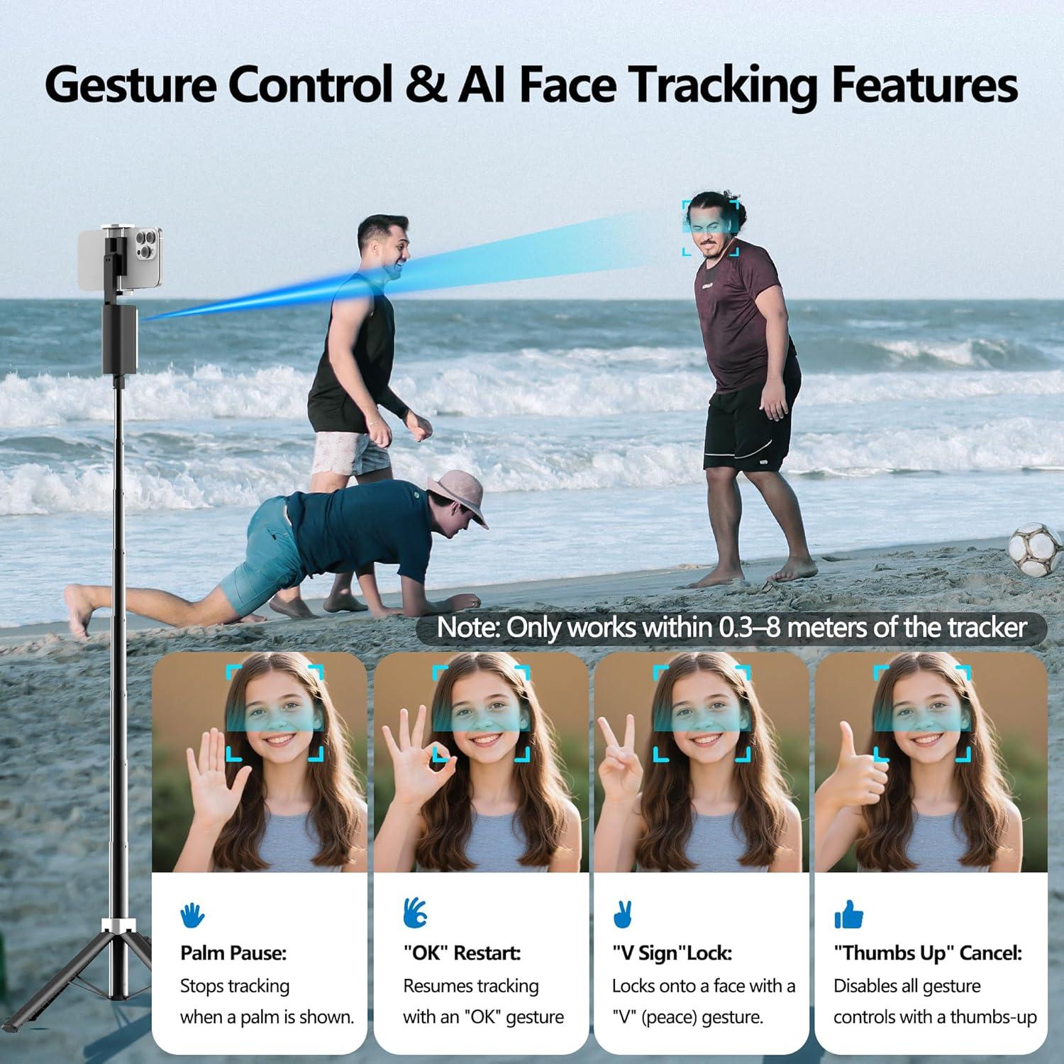 Trípode Wivtak 2Ring Light 3 en 1 con Seguimiento Facial AI 360°