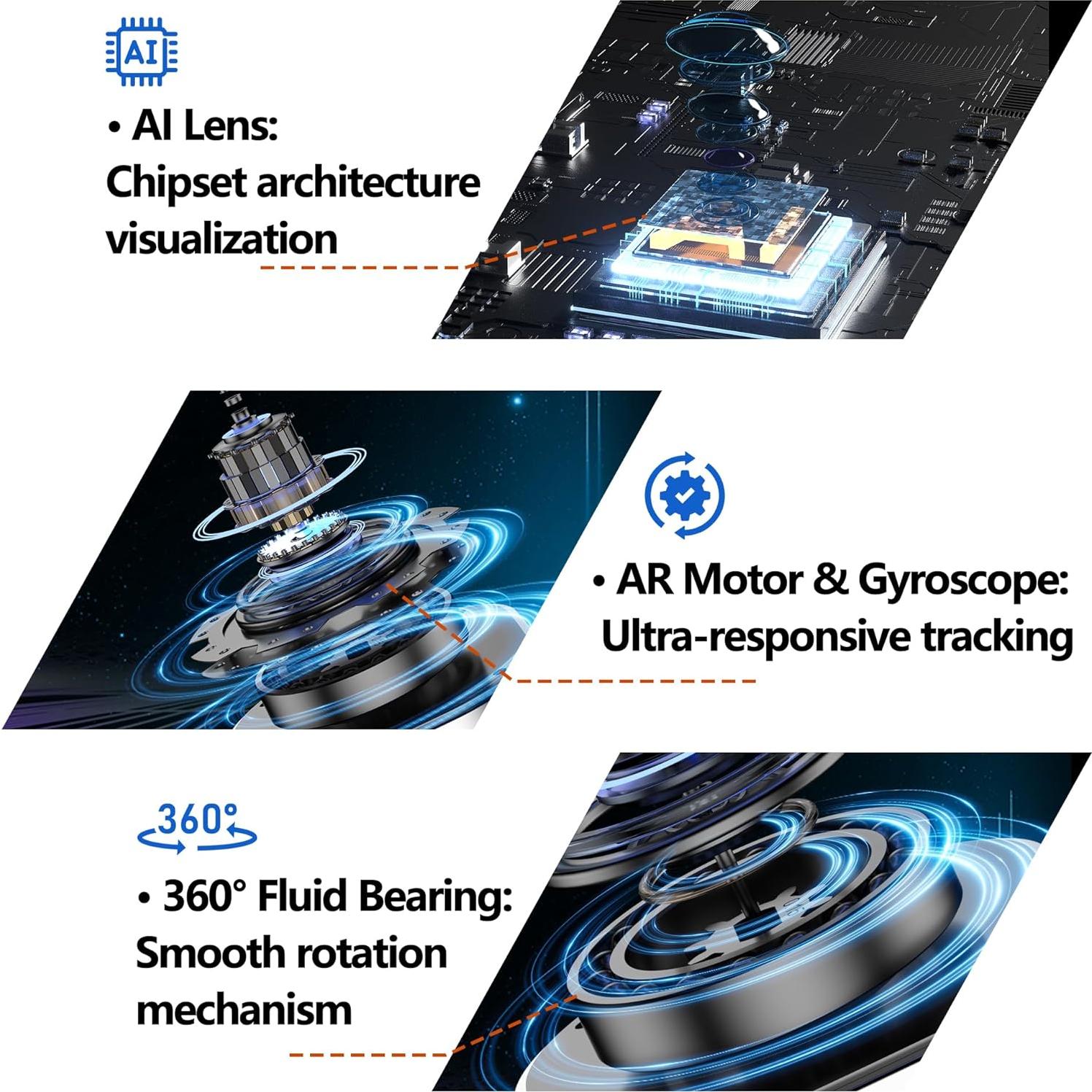 Trípode Wivtak 2Ring Light 3 en 1 con Seguimiento Facial AI 360°
