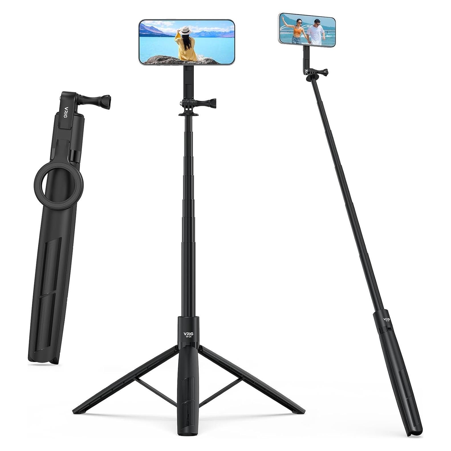 Trípode de Selfie Magnético VRIG 1.65m con Adaptador GoPro