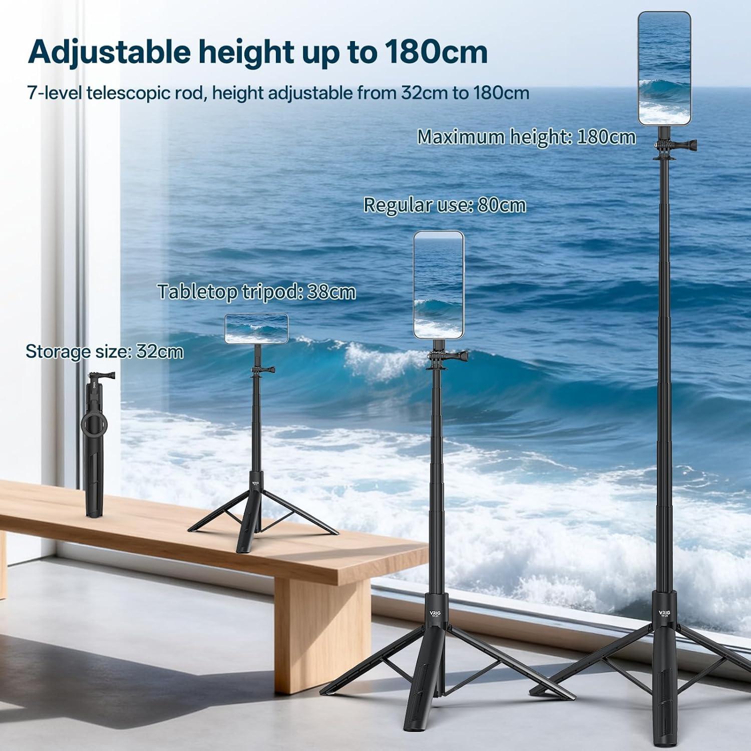 Trípode de Selfie Magnético VRIG 1.65m con Adaptador GoPro