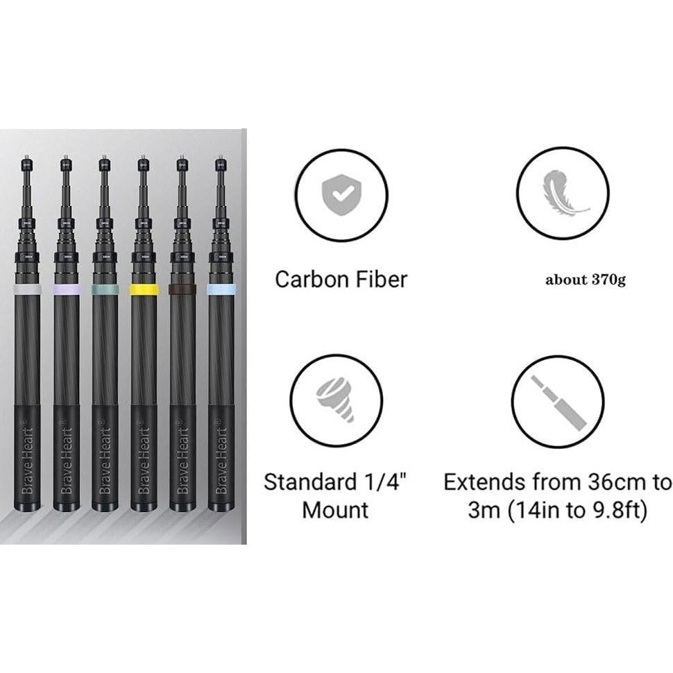 Palo Selfie Telescópico 3M para Insta360 y GoPro - Amarillo