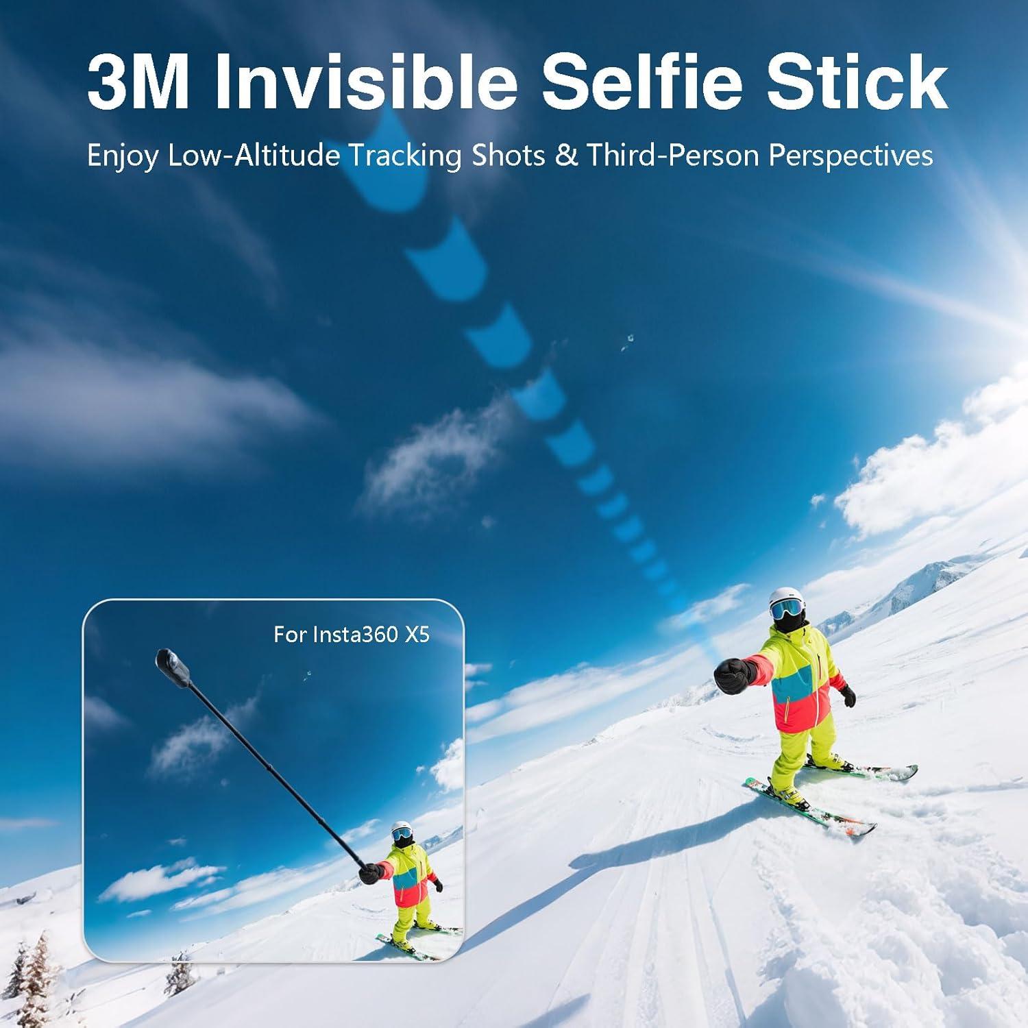 Palo de Selfie Extendido 3m Fibra de Carbono Xik para Insta360