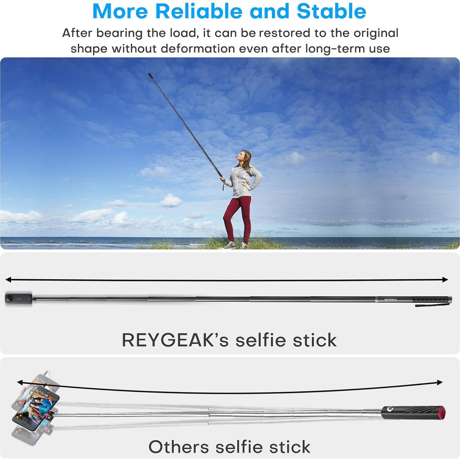 Palo de Selfie Extensible REYGEAK 300cm Fibra de Carbono