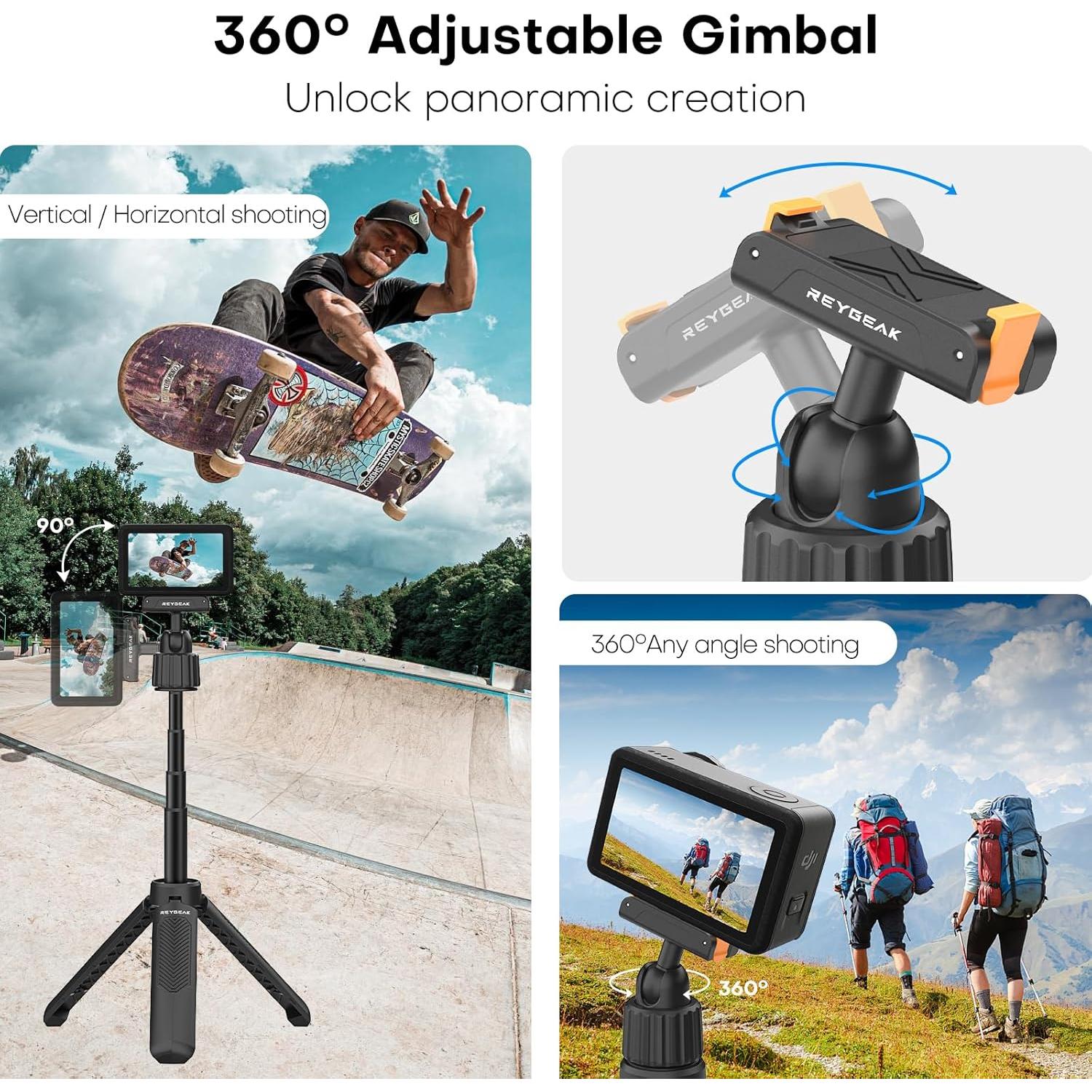 Varilla de Extensión Ajustable REYGEAK para DJI Osmo Action 5 Pro/4/3 - 17.5 cm