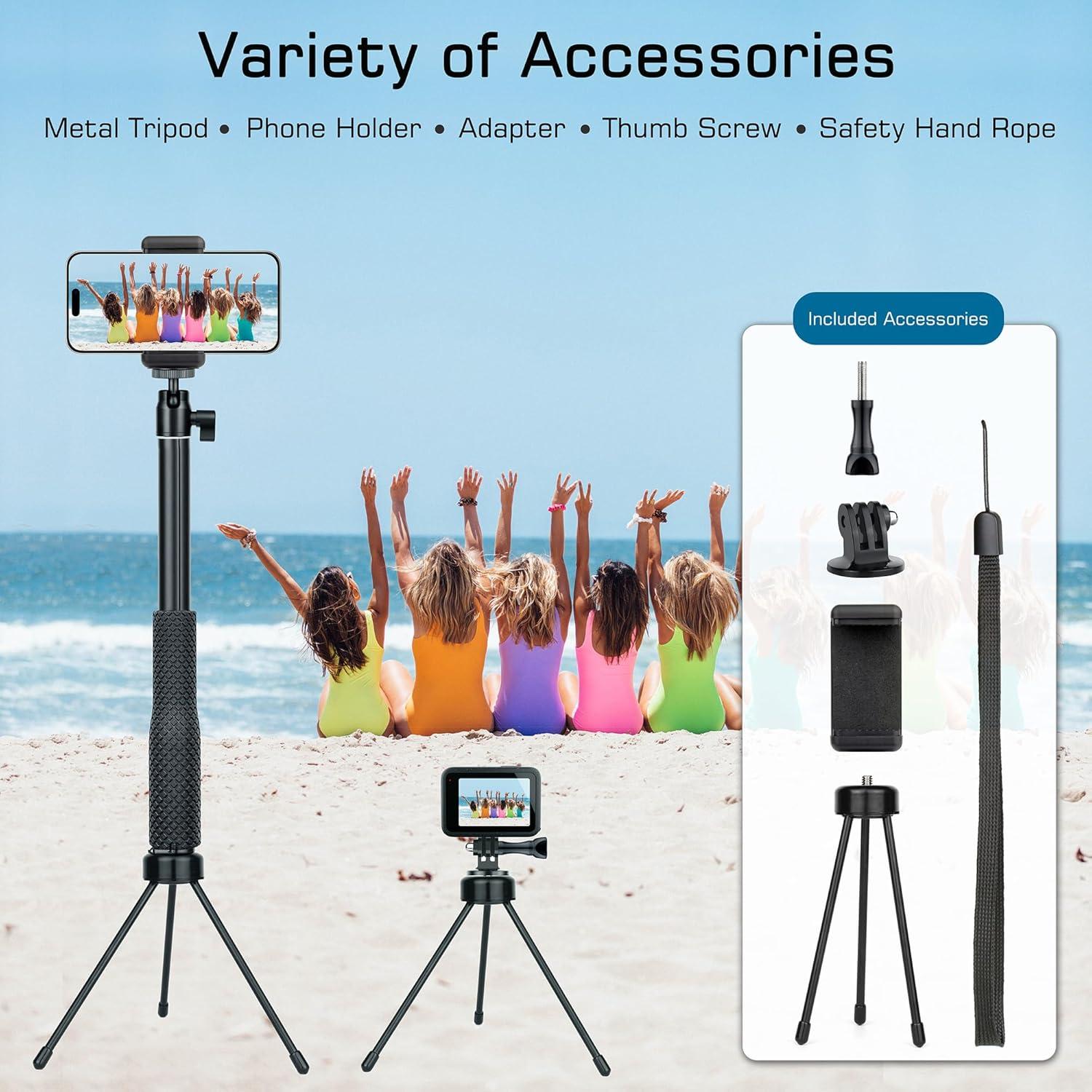 Palo de Selfie Submarino GEPULY 360° con Soporte para GoPro y Teléfono