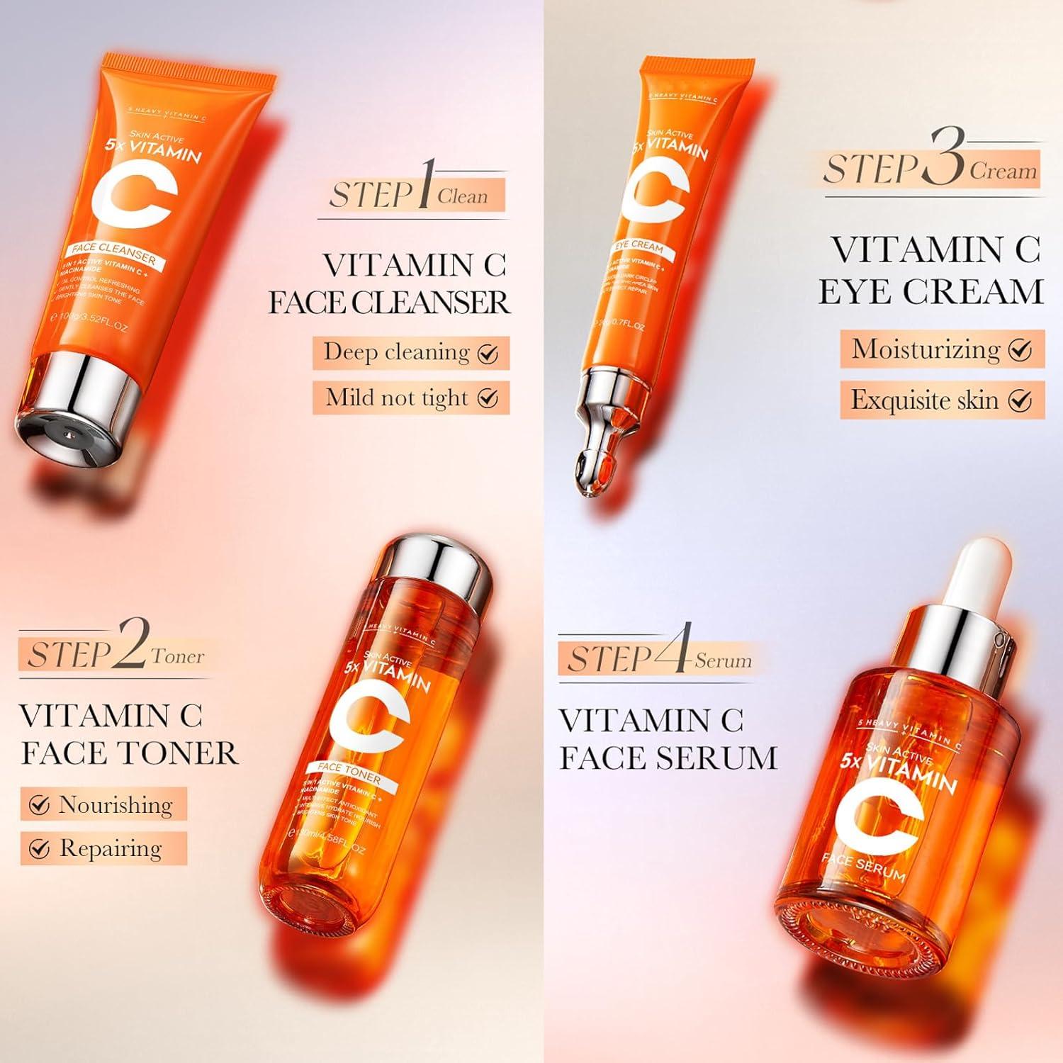 Kit de Cuidado Facial Hidratante Deepmind 6 Piezas Vitamina C