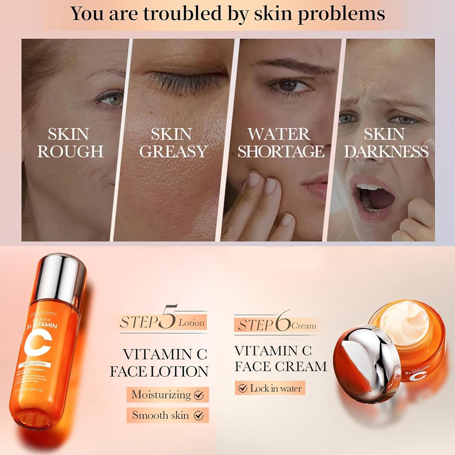 Kit de Cuidado Facial Hidratante Deepmind 6 Piezas Vitamina C