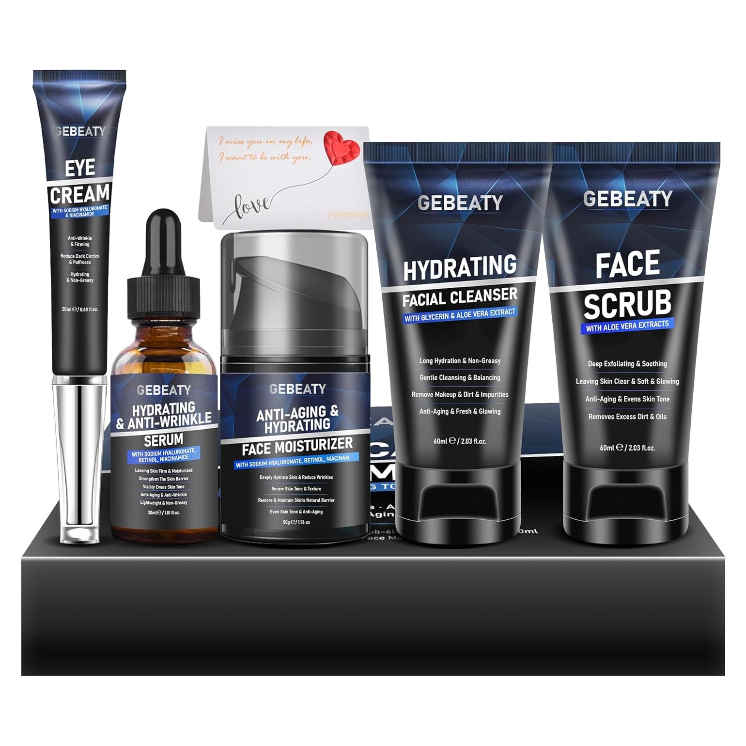 Kit de Cuidado de Piel para Hombres GEBEATY 5 Piezas Hidratante