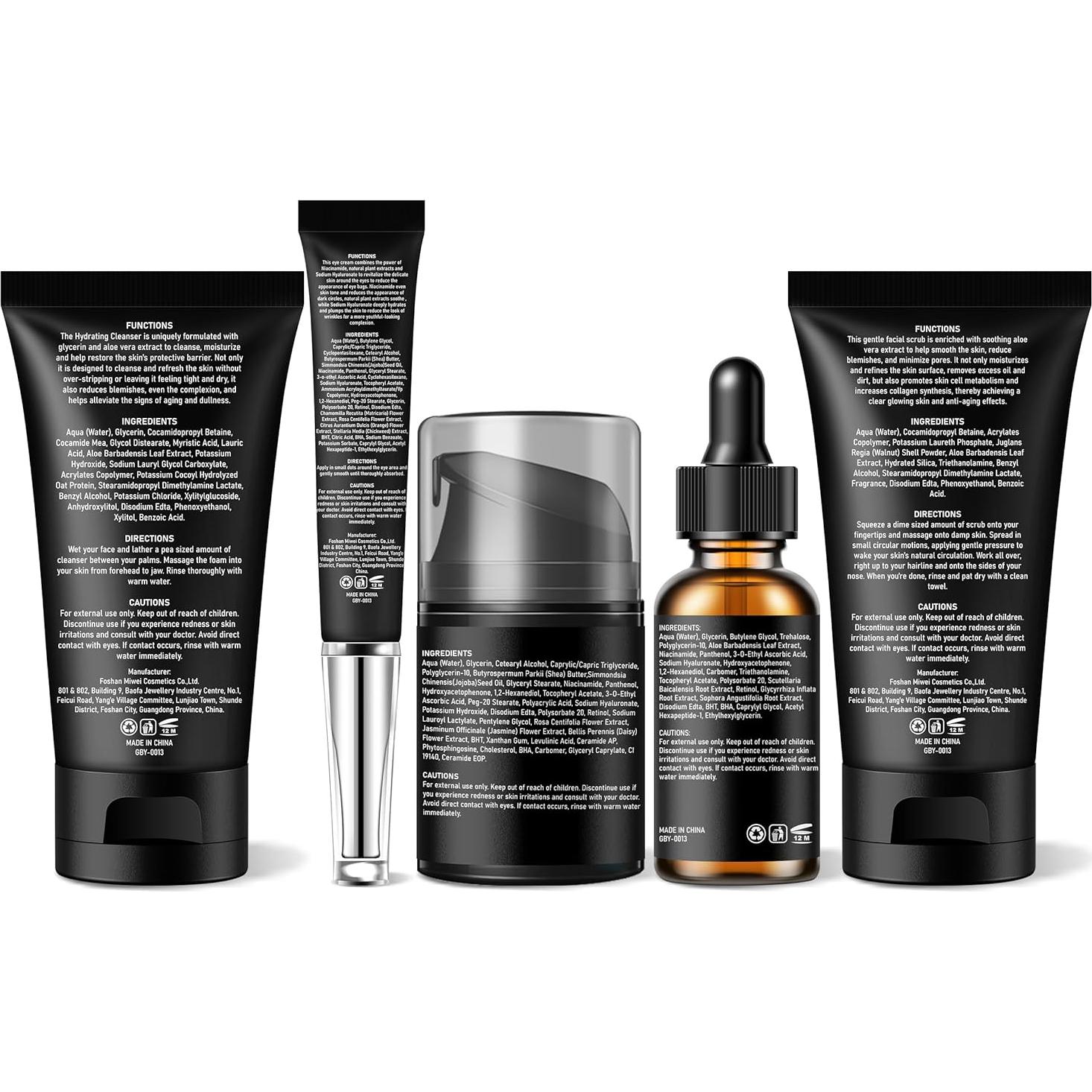 Kit de Cuidado de Piel para Hombres GEBEATY 5 Piezas Hidratante