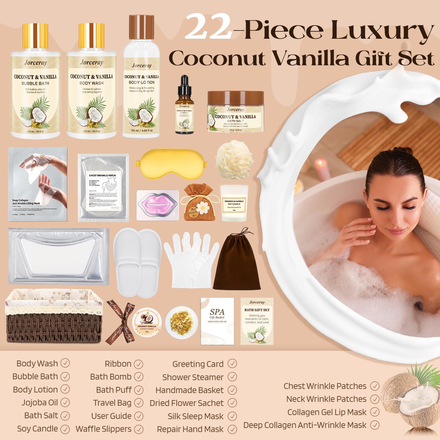 Cesta de Regalo Spa Jorceray 22 Piezas Coco y Vainilla