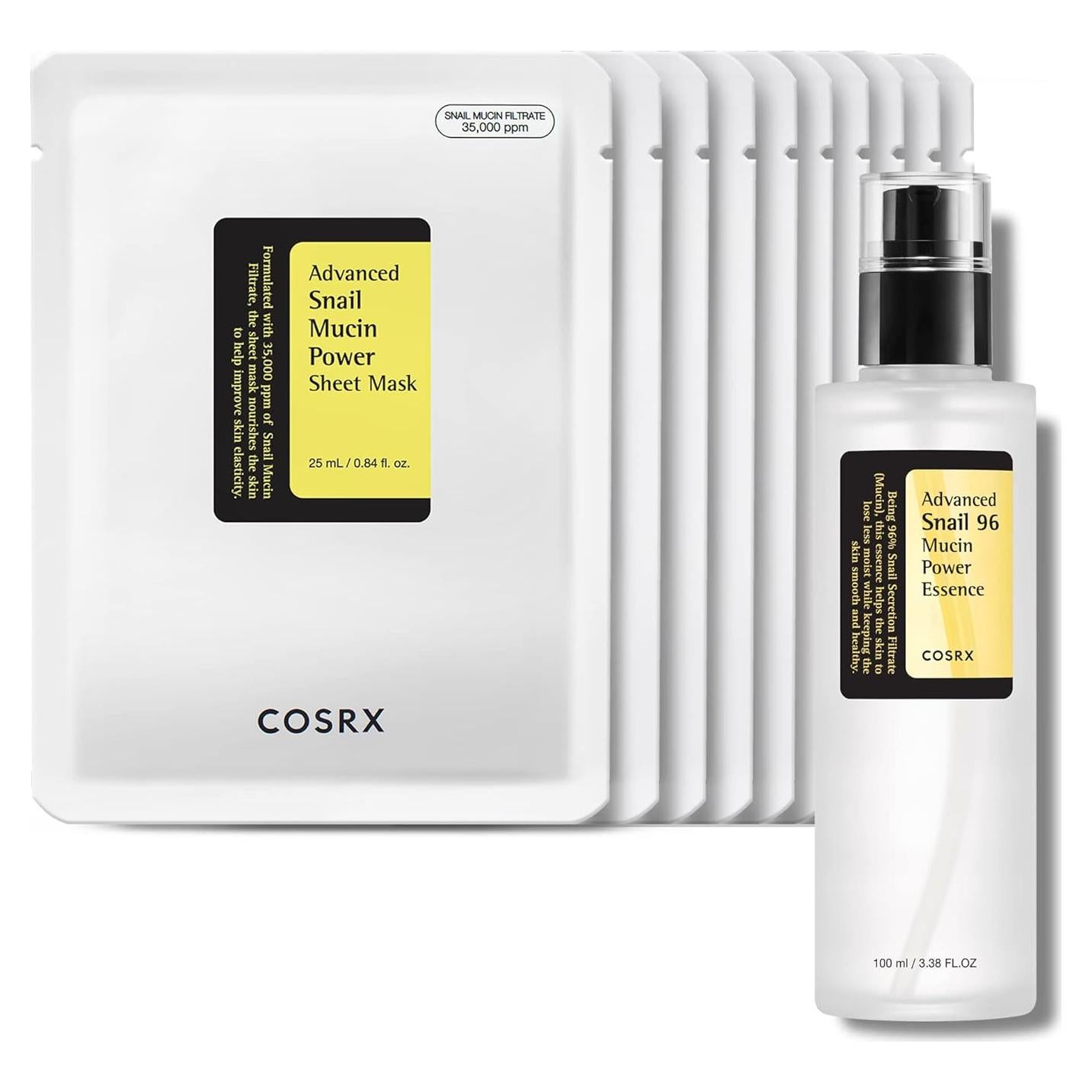 COSRX Esencia de Mucina de Caracol 96% + Mascarilla 10 Unidades