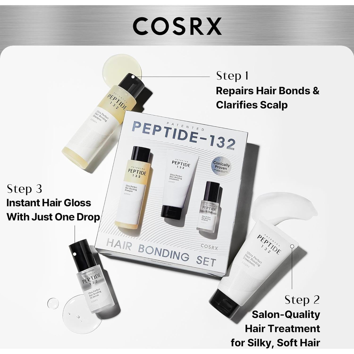 Set de Cuidado del Cabello COSRX PEPTIDE-132 - Champú, Tratamiento y Suero