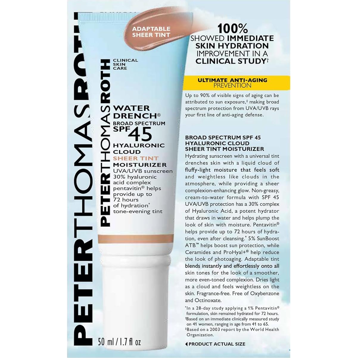 Hidratante Tinte Sheer SPF 45 Peter Thomas Roth 50 ml