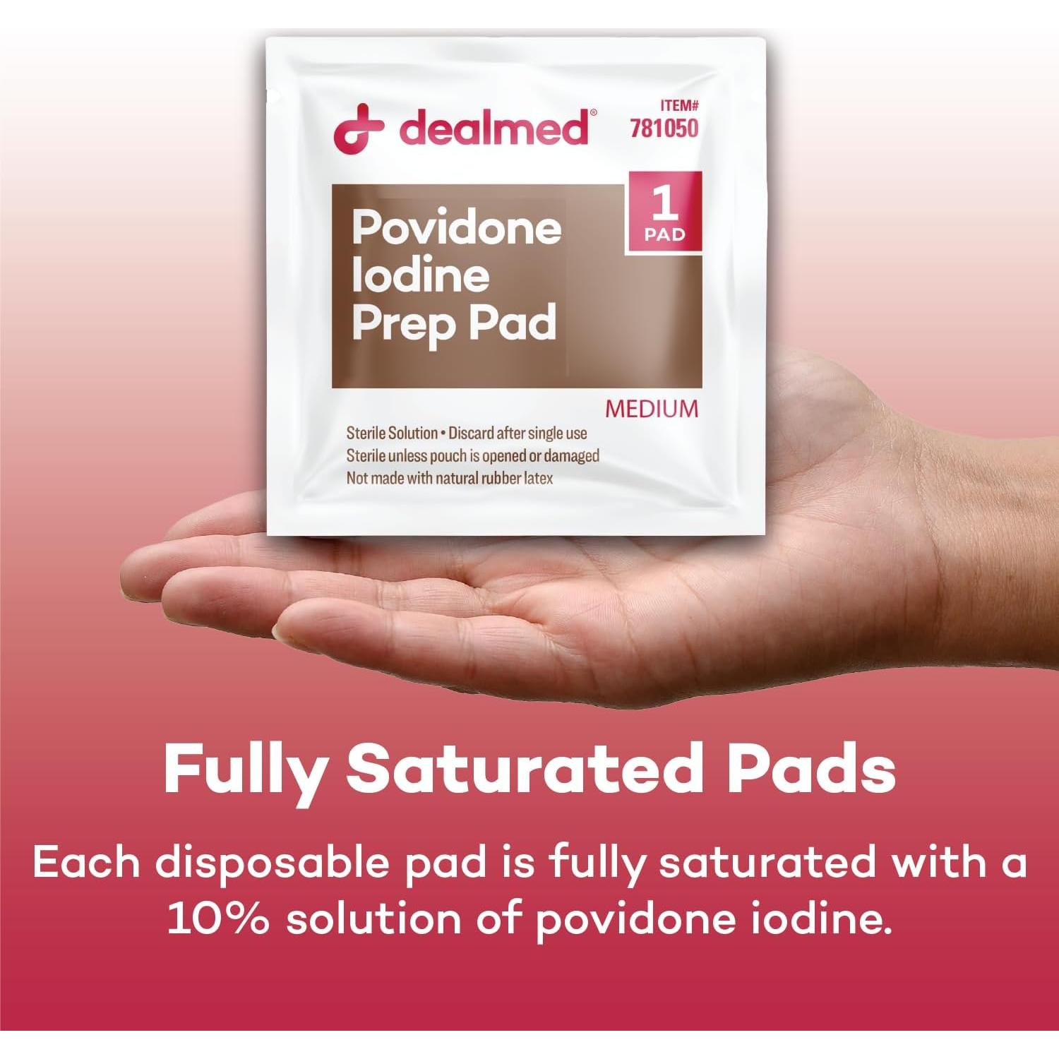 Toallitas Preparadoras de Povidona Yodada 10% Dealmed 100 Unidades