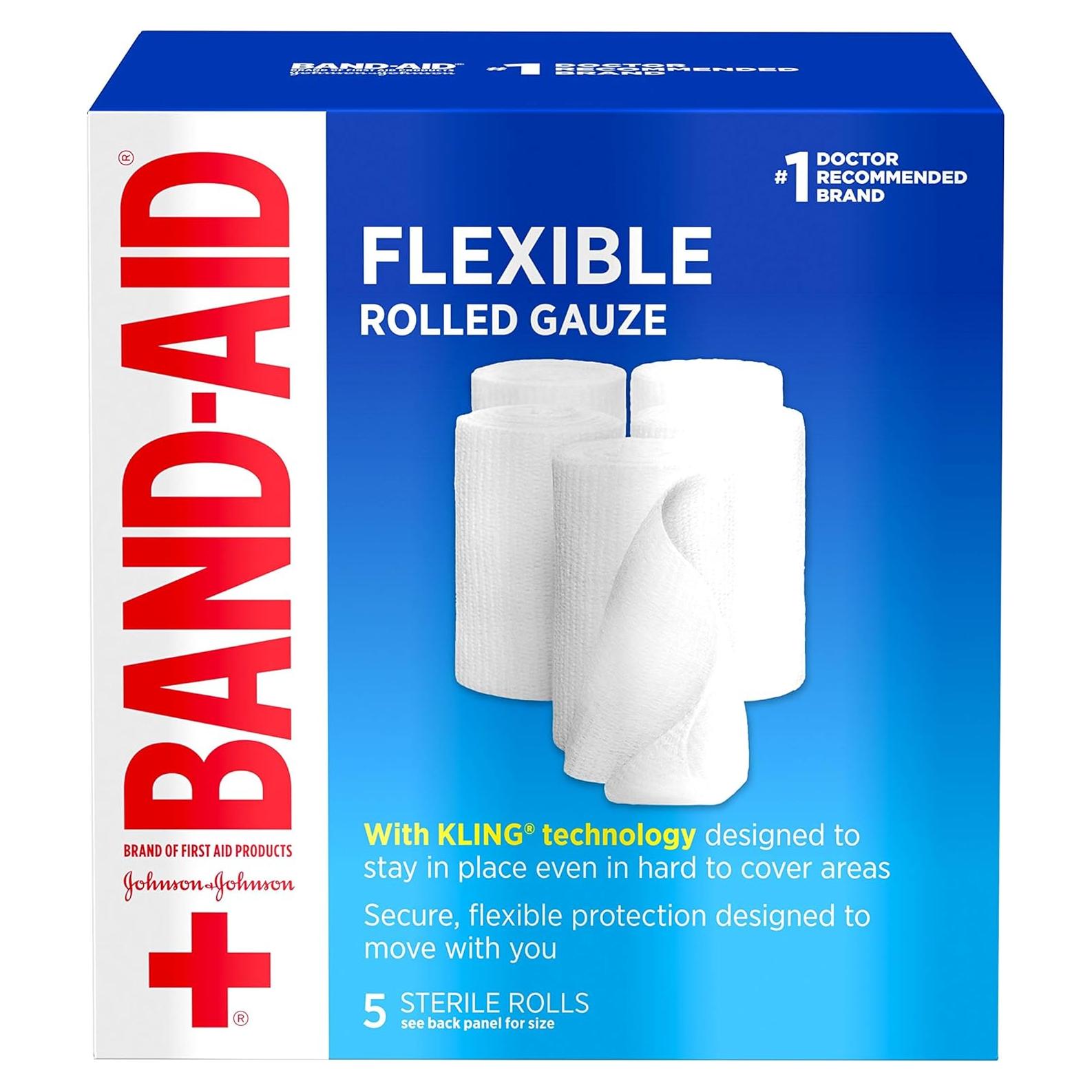 Venda de Gasa Flexible Band-Aid 3" x 1.92 m Paquete de 5