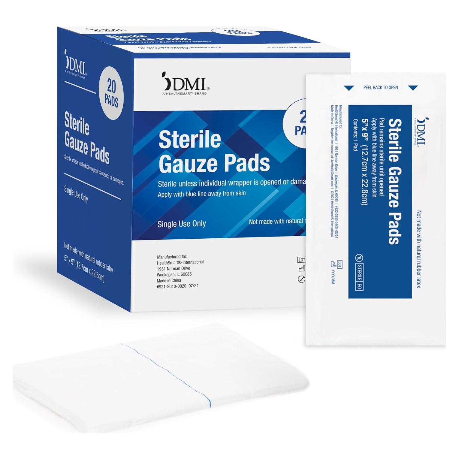 Almohadillas Estériles DMI 20 Unidades 12.7x22.9 cm No Adherentes