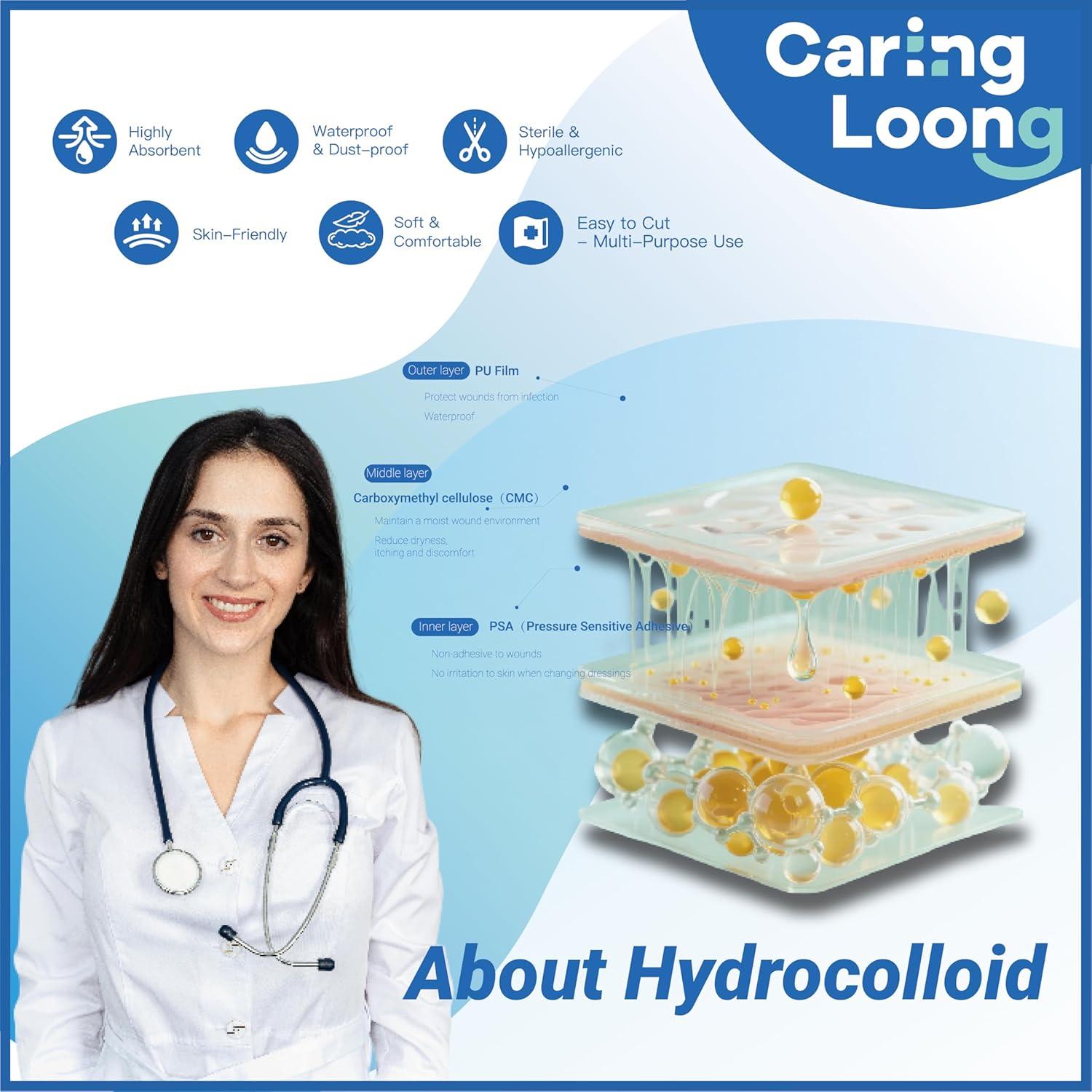 Rollo de Hidrocoloide Médico CaringLoong 5.08cm x 3.66m Estéril