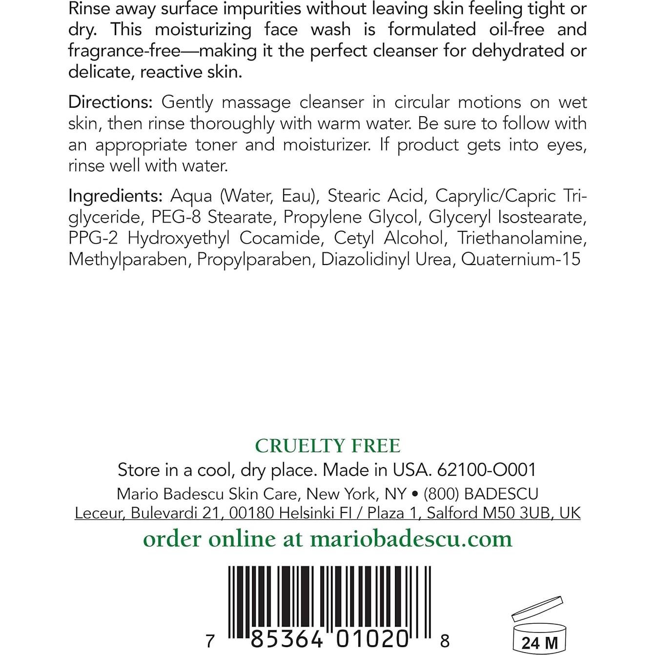 Jabón Crema Limpiador Facial Suave Mario Badescu 473 ml