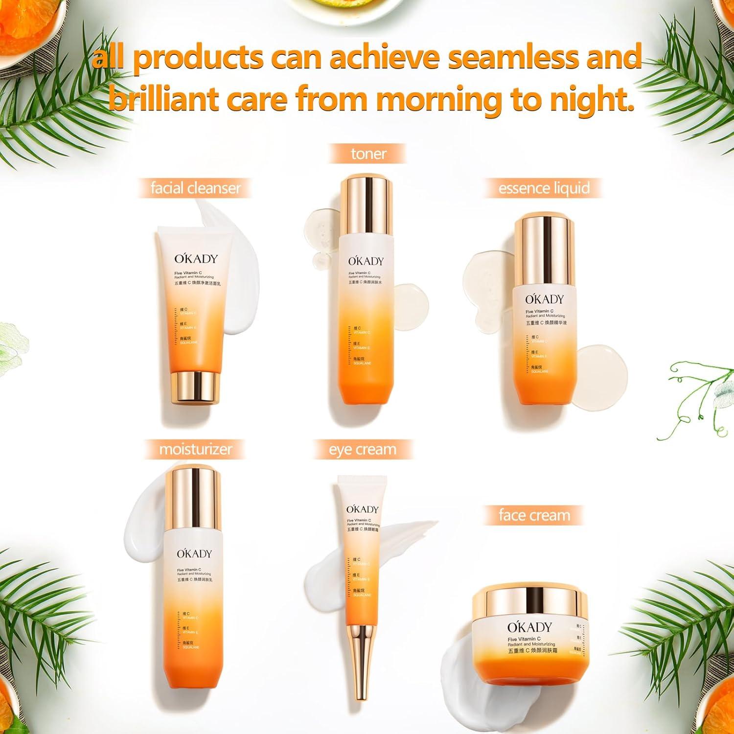 Conjunto de Cuidado Facial O'KADY Vitamina C 6 Piezas