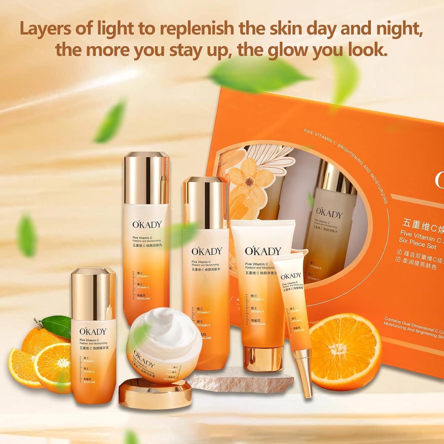 Conjunto de Cuidado Facial O'KADY Vitamina C 6 Piezas