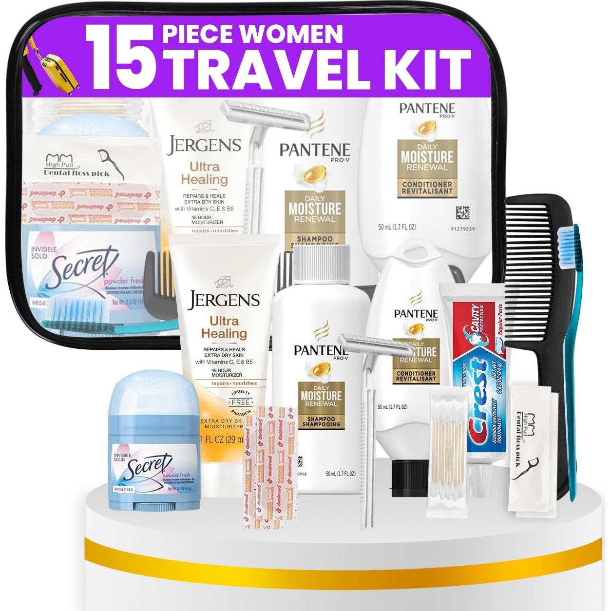 Kit de Aseo de Viaje Trektote 15 Piezas TSA para Hombres y Mujeres